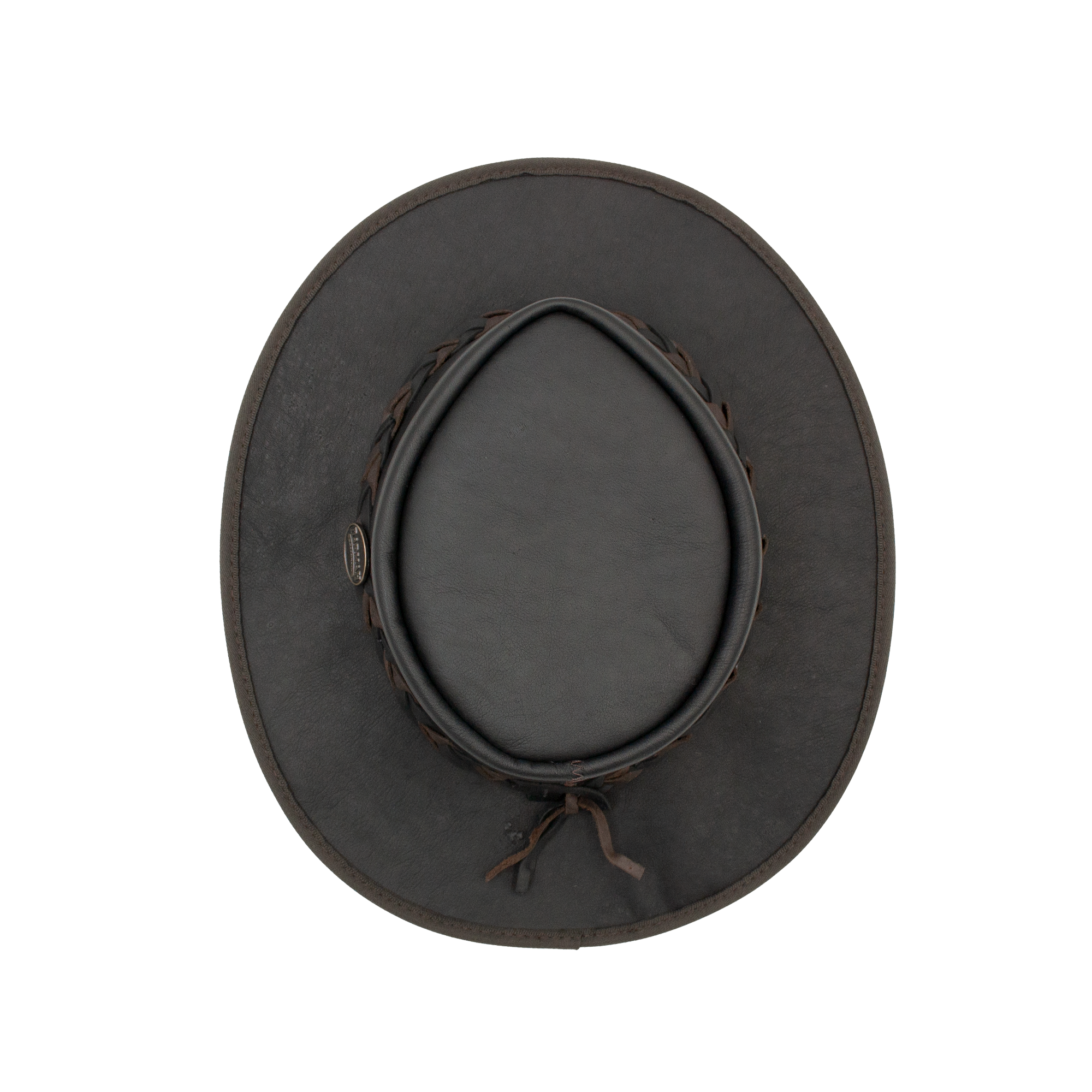 Squashy Crackle Kangaroo leather hat in Ironstone – top view