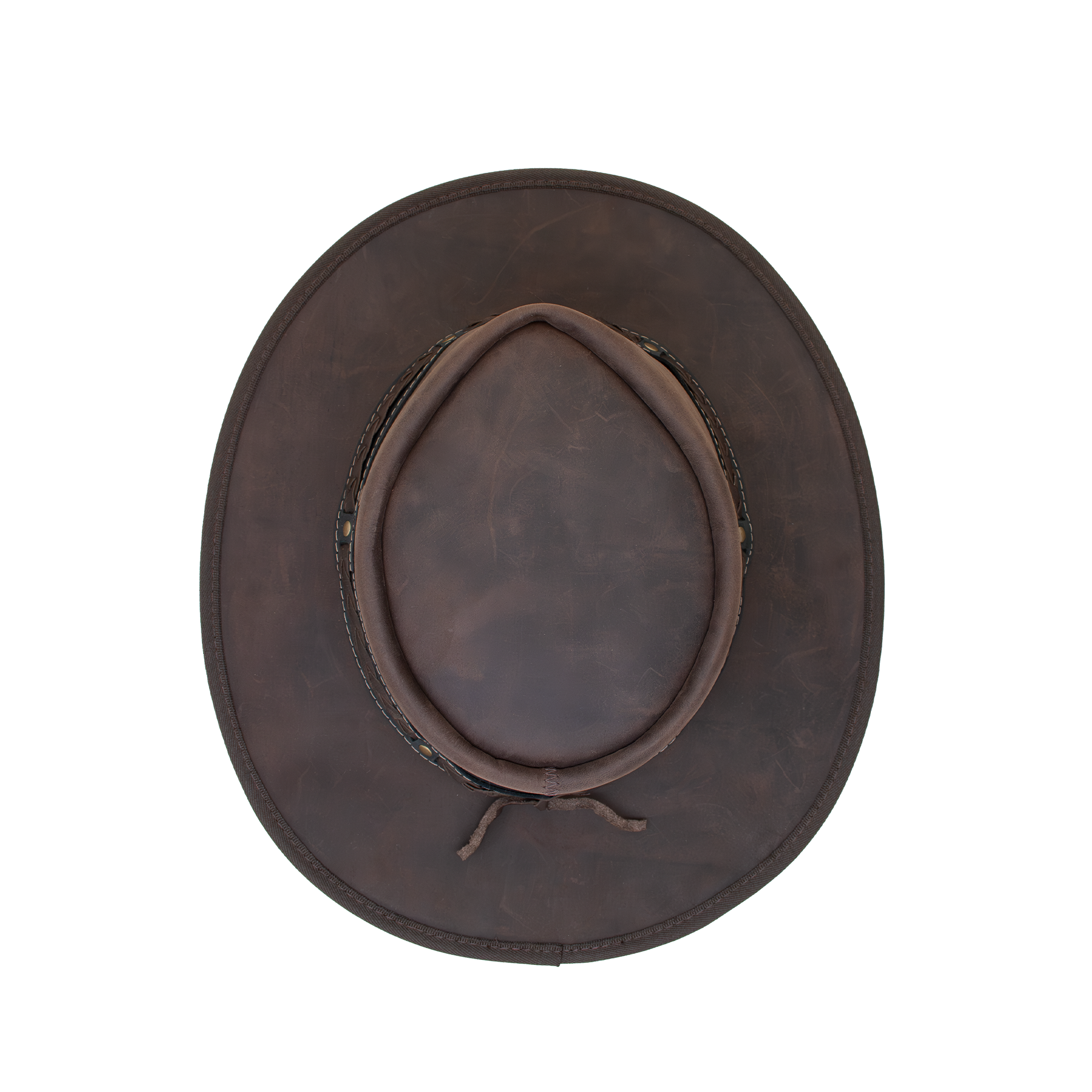 Squashy Bronco leather hat in Choc - Top