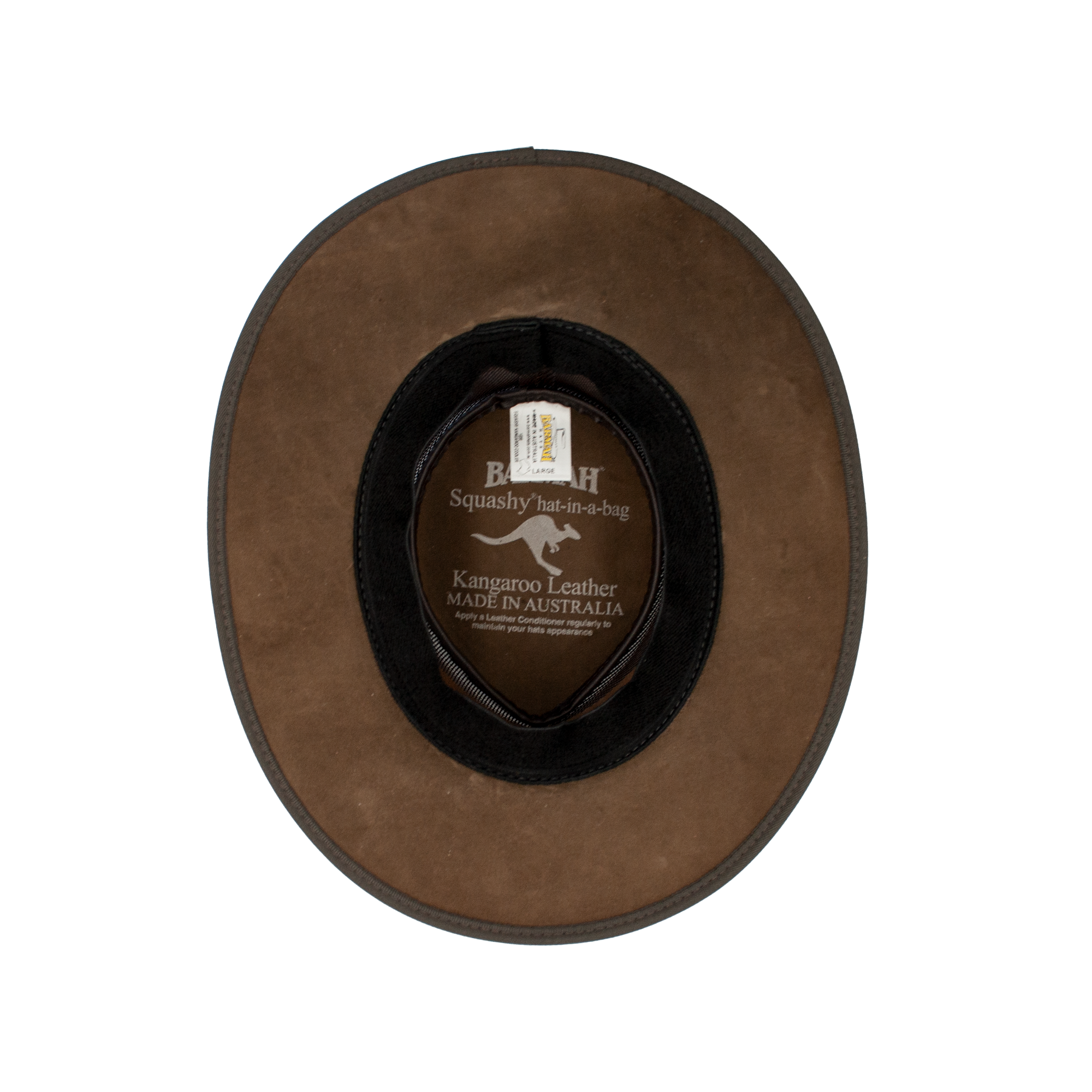Squashy Kangaroo Cooler hat in Dark Brown – interior view