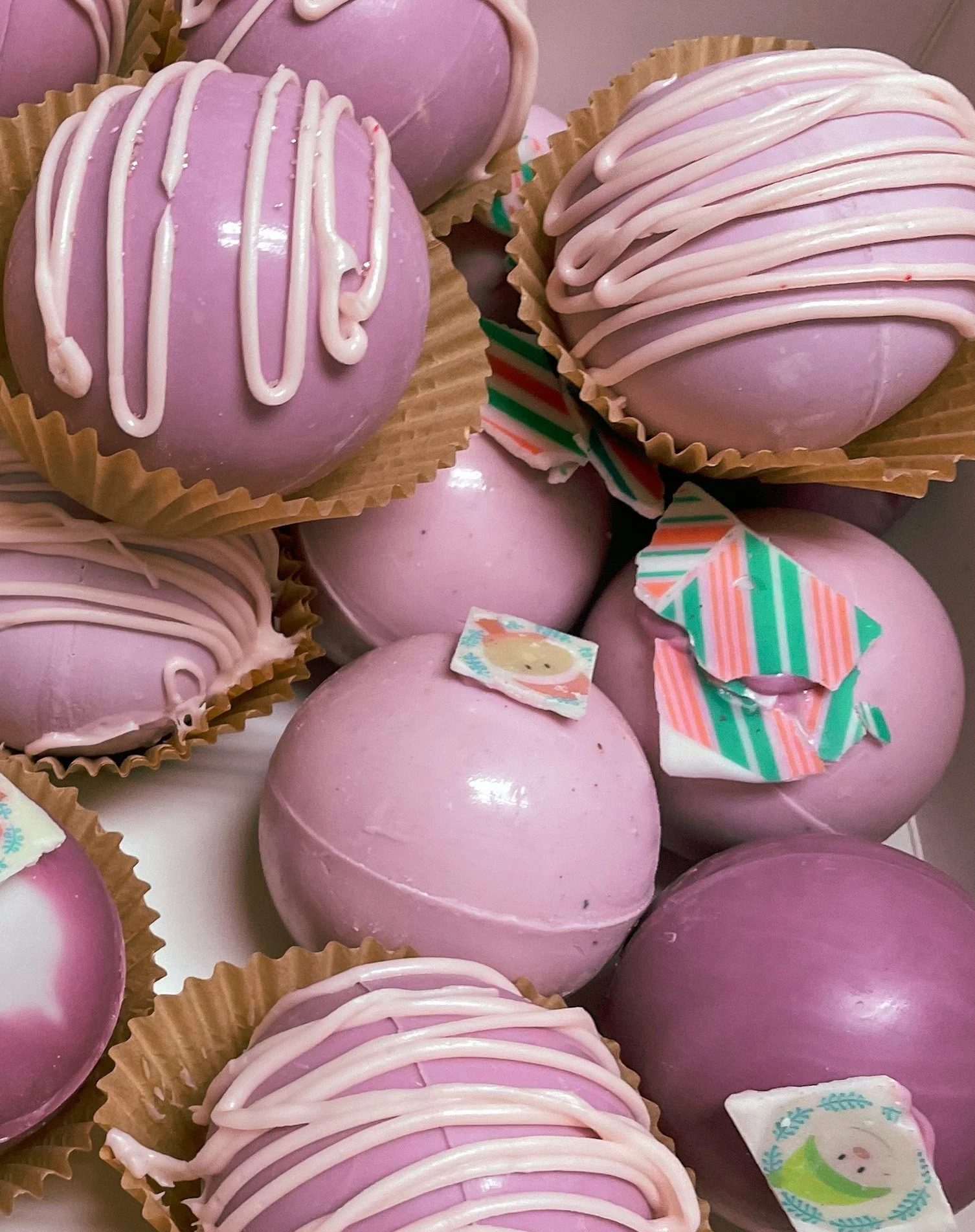 Raspberry Ripple Hot Cocoa Bombs
