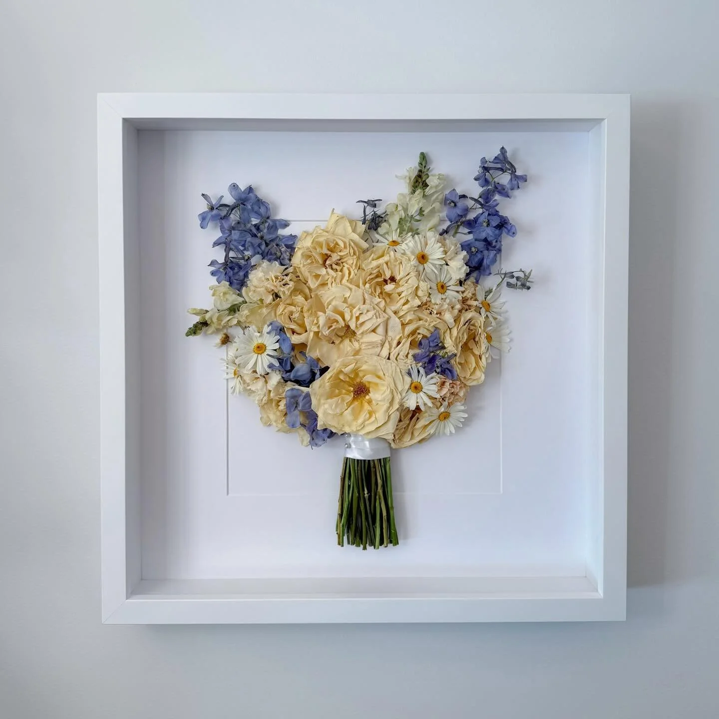 Brilliant blues, and creamy whites for Bronwyn and Graham&rsquo;s daughters beautiful bridal bouquet 💙

Framed in The Lux, White 50x50 

Getting married this year, and wanting to preserve your precious memories? Bookings for 2026 are open, and filli