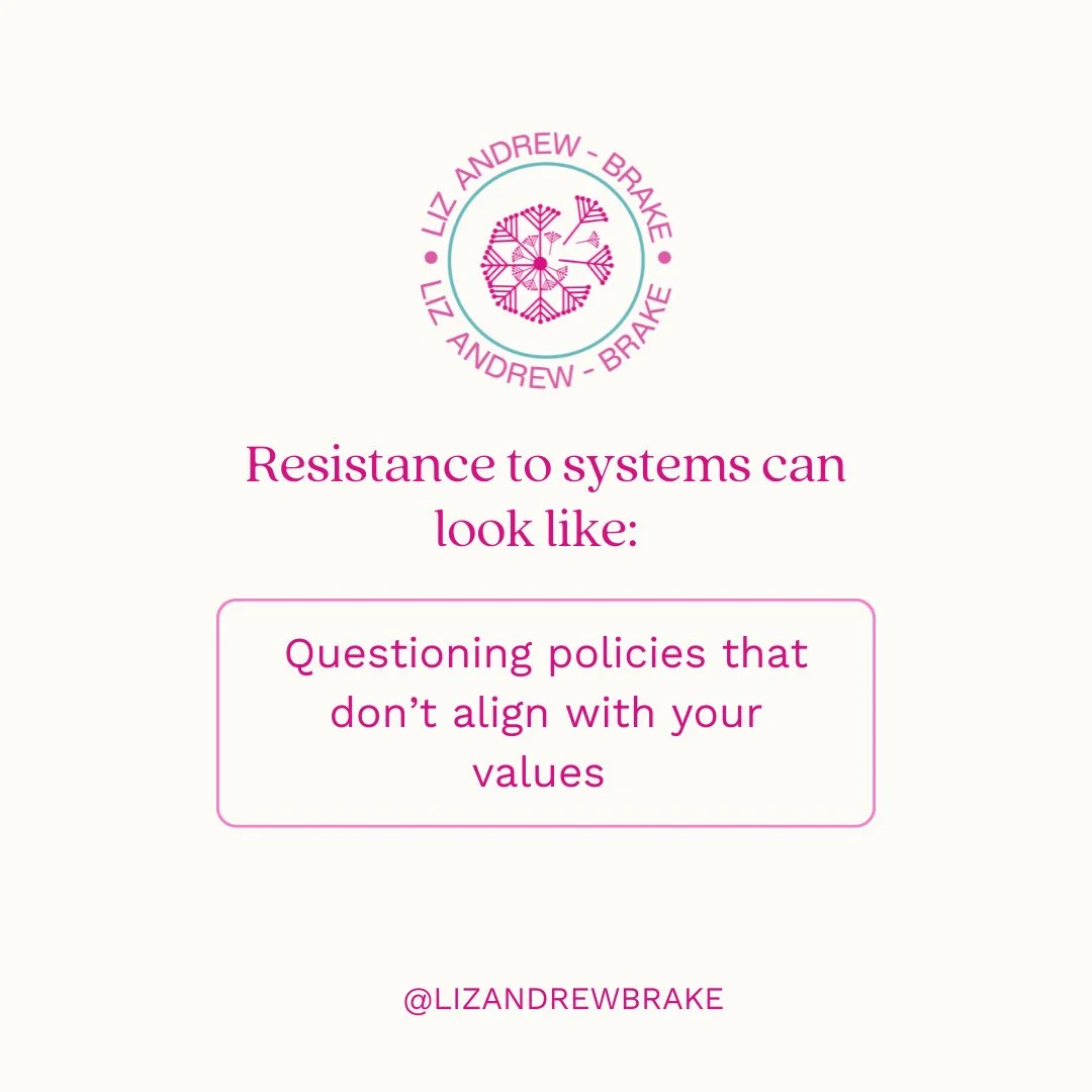 Act's of resistance are often what keep us going when systems can be challenging, and these moments of resistance don't always have to be big loud things. ⁠
⁠
Finish the sentence: Resistance to systems looks like...