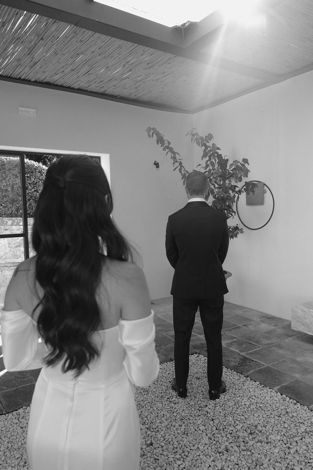 First look between bride and groom at Villa lena in Tuscany