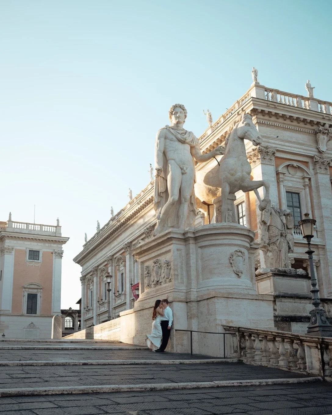 The day before &bull;

She came from Spain, he from Liechtenstein.
Rome was never simply the backdrop. It was the beginning&mdash;the city where they first met, and where they returned on the eve of their wedding.

Early light, empty streets, and a c
