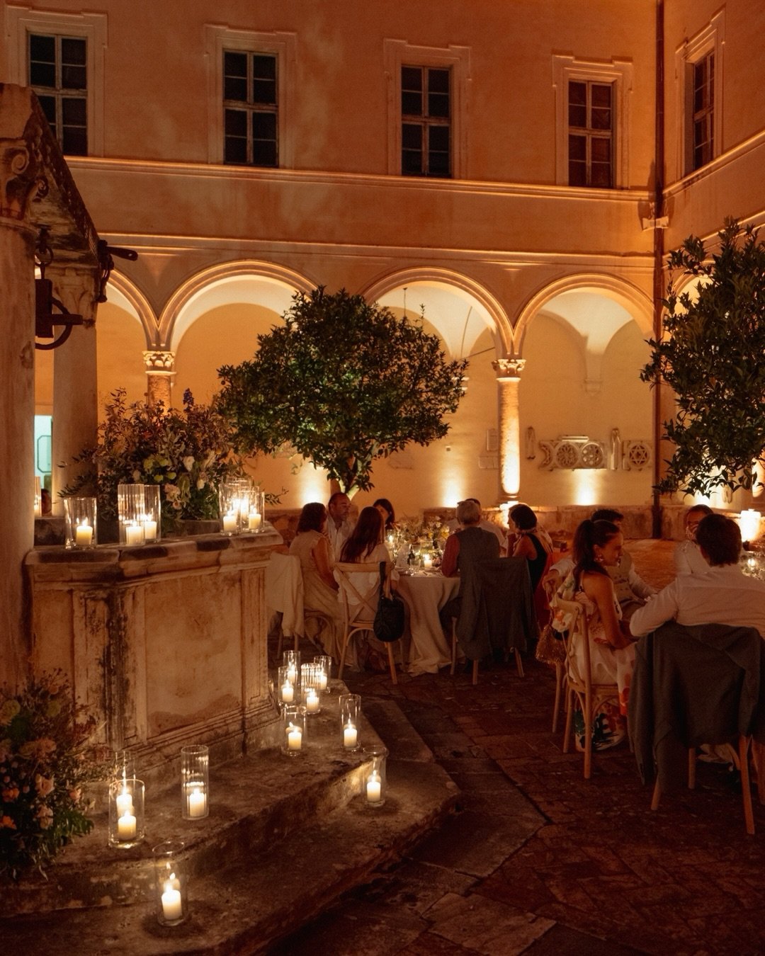 Bertrand &amp; Iris, in a quieter corner of Rome.

He from France, she from Rome&mdash;the city where they brought their closest people together.

At the Istituto Nazionale di Studi Romani, sweeping views of the city meet the secluded beauty of a cen