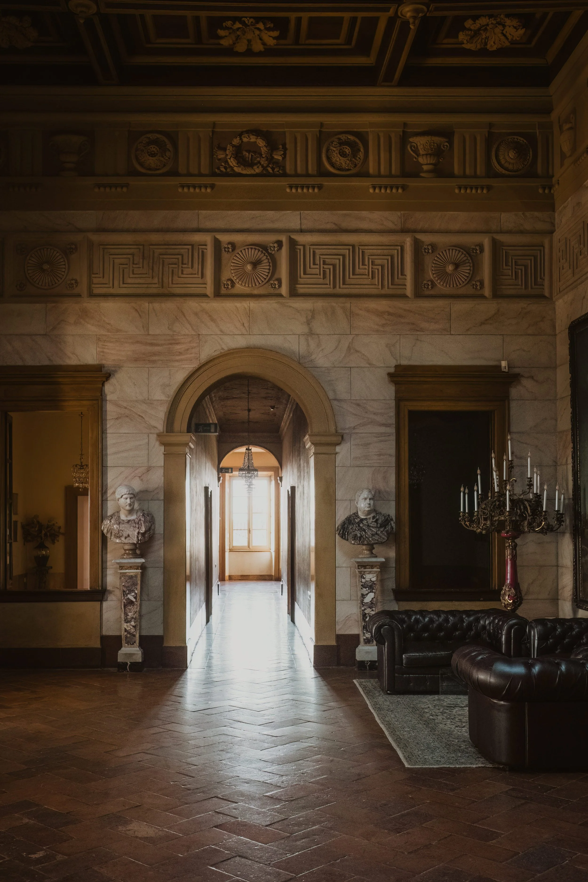 Refined interior of a historic Italian villa Caroli Zanchi, ideal for a luxury wedding reception with timeless architecture and classic details.
