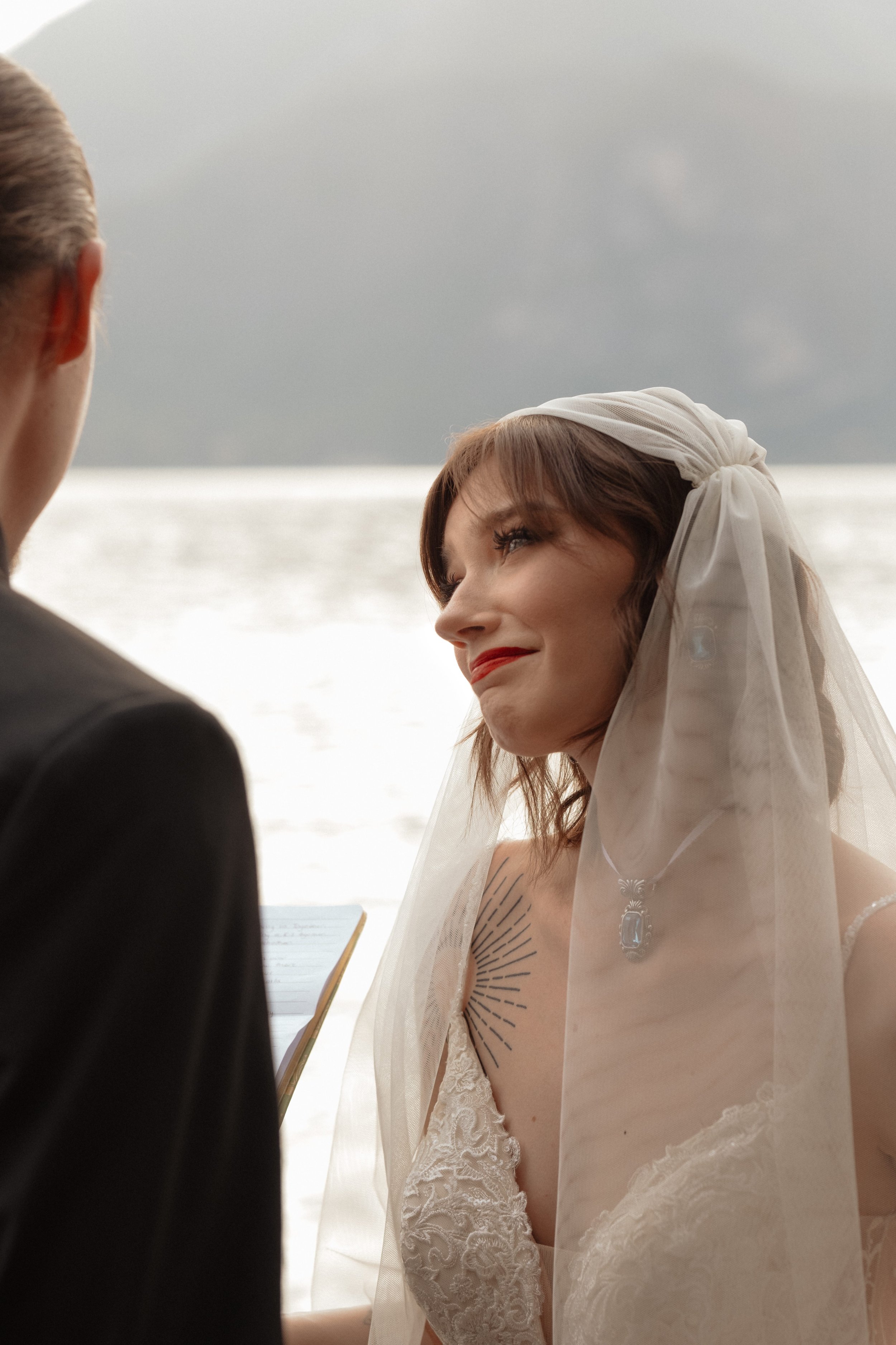 Bridal Portrait with Lake Como View in Villa Monastero | Luxury Wedding Photography in Italy