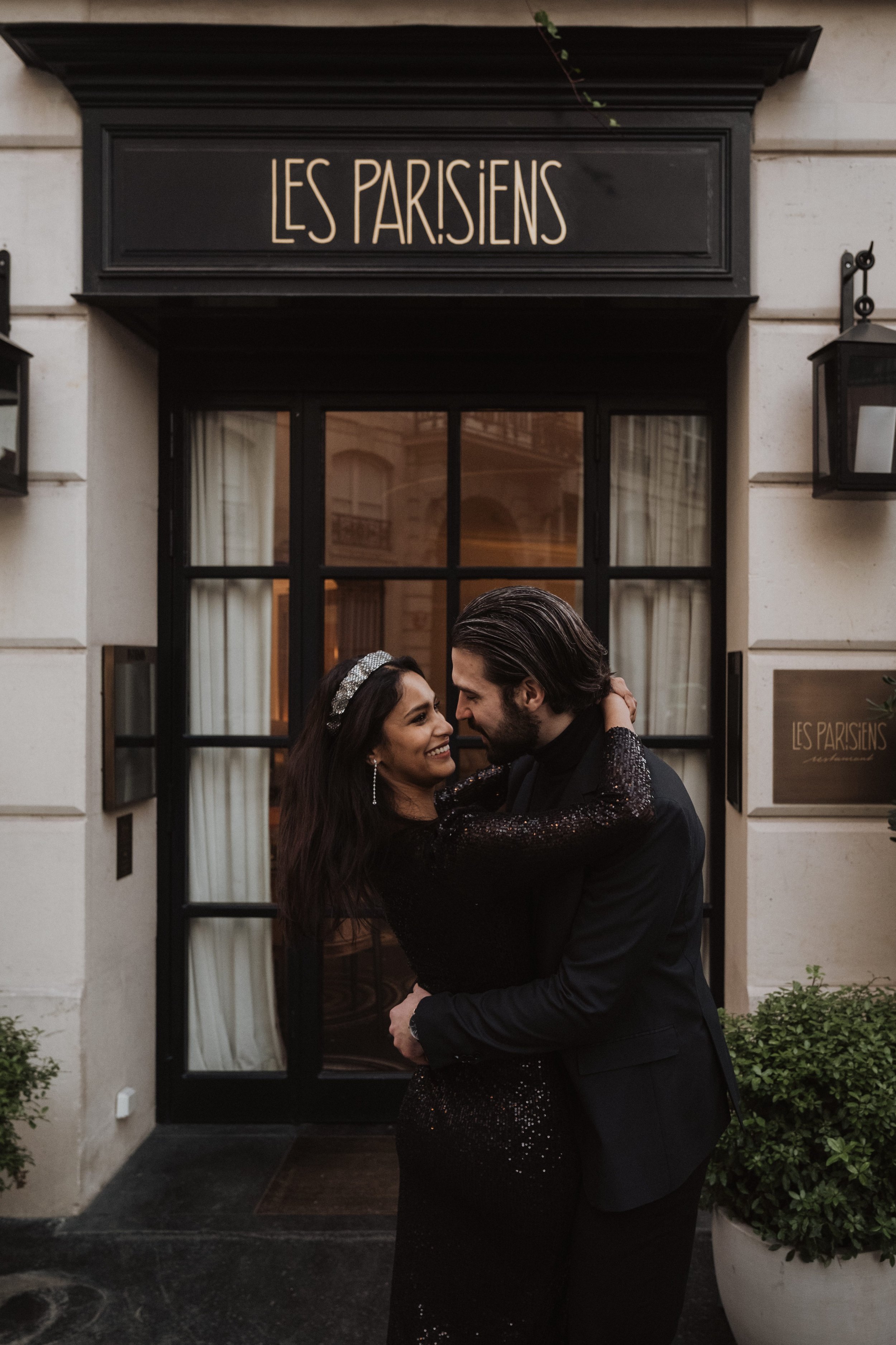 Romantic Couple Portrait in Paris at Les Parisiens | Luxury Destination Wedding Photography