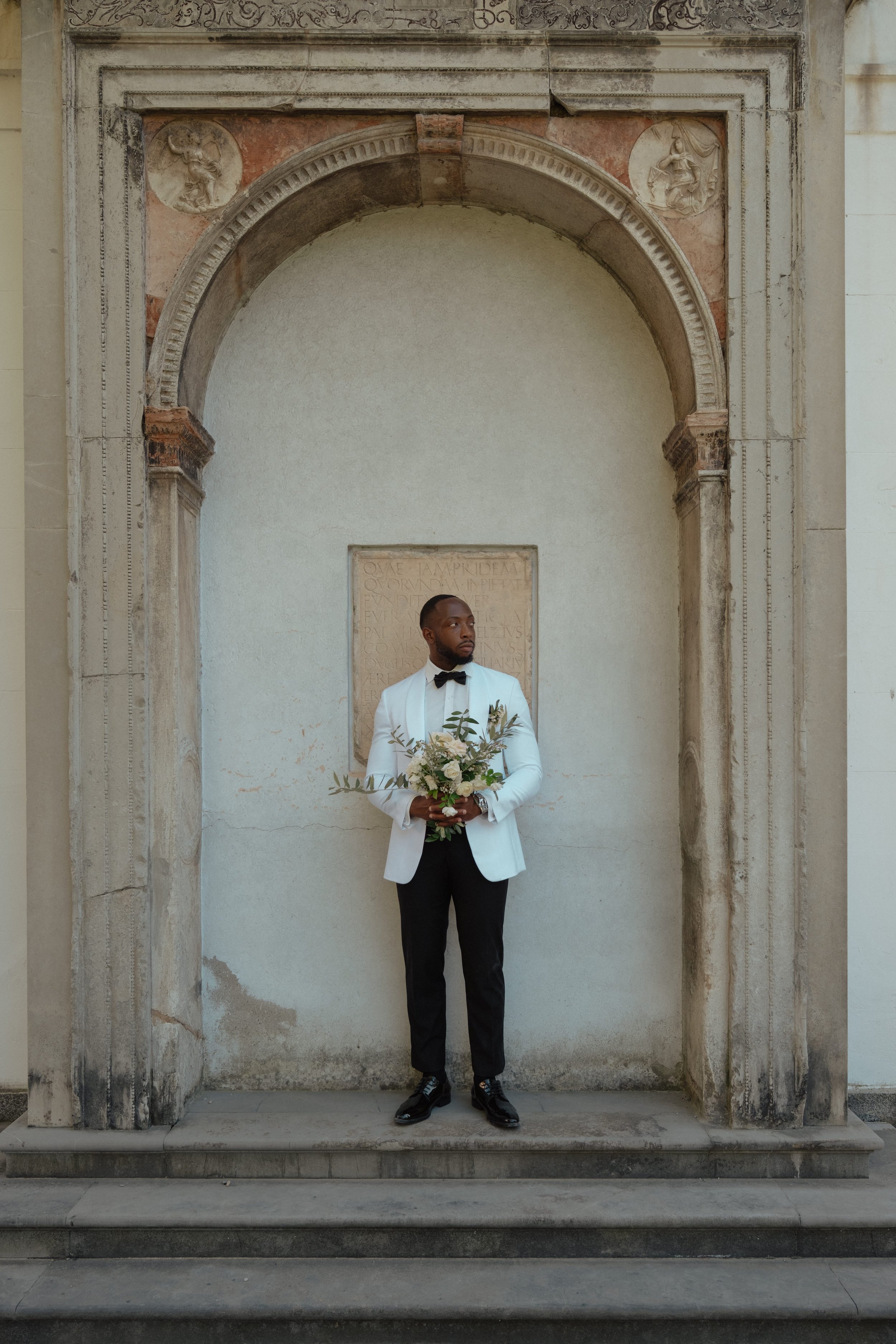 Elegant Groom Portrait in Villa Monastero | Destination Wedding Photography in Florence