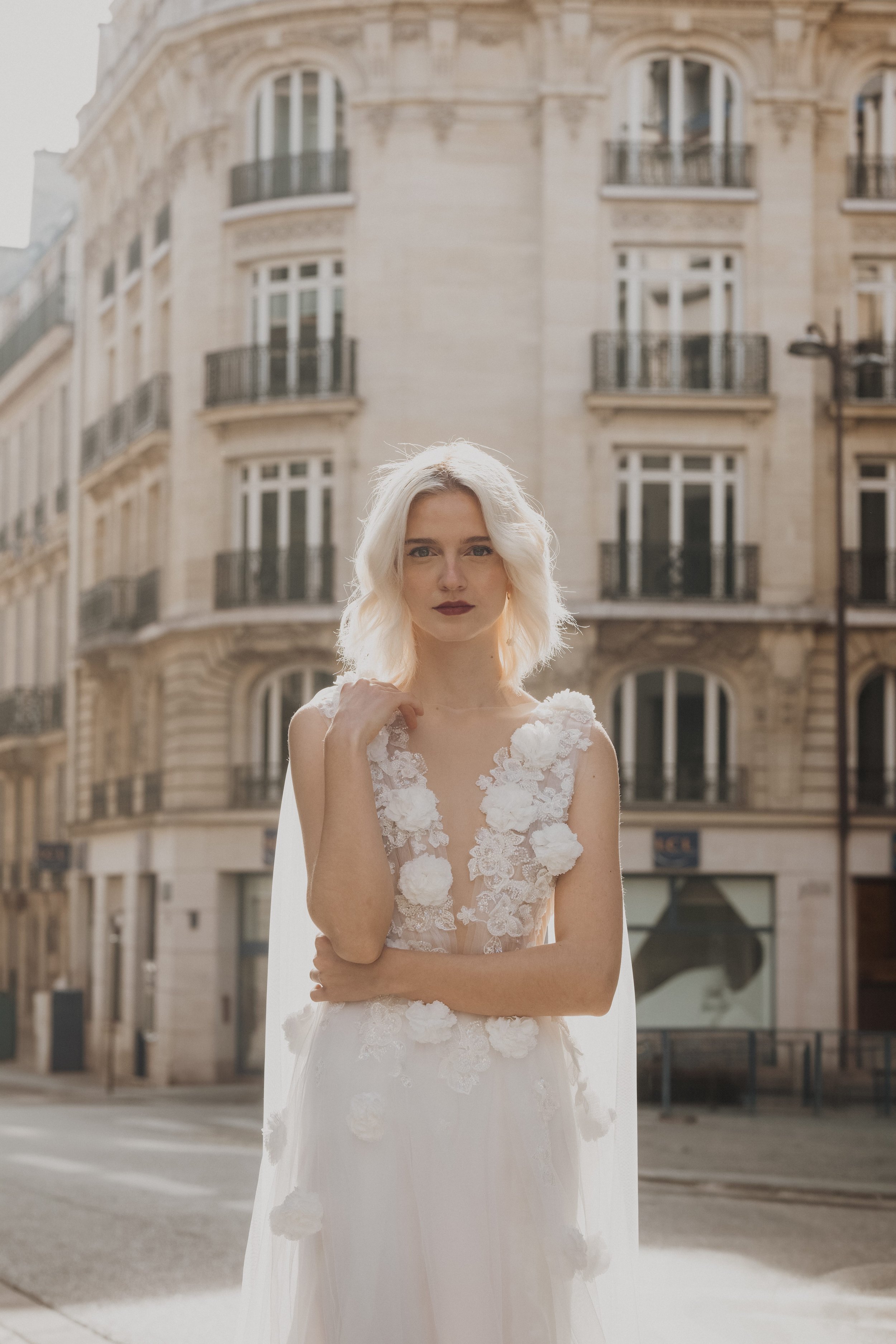 Bridal Fashion in Paris with Floral Dress | Luxury Wedding Photography in Paris