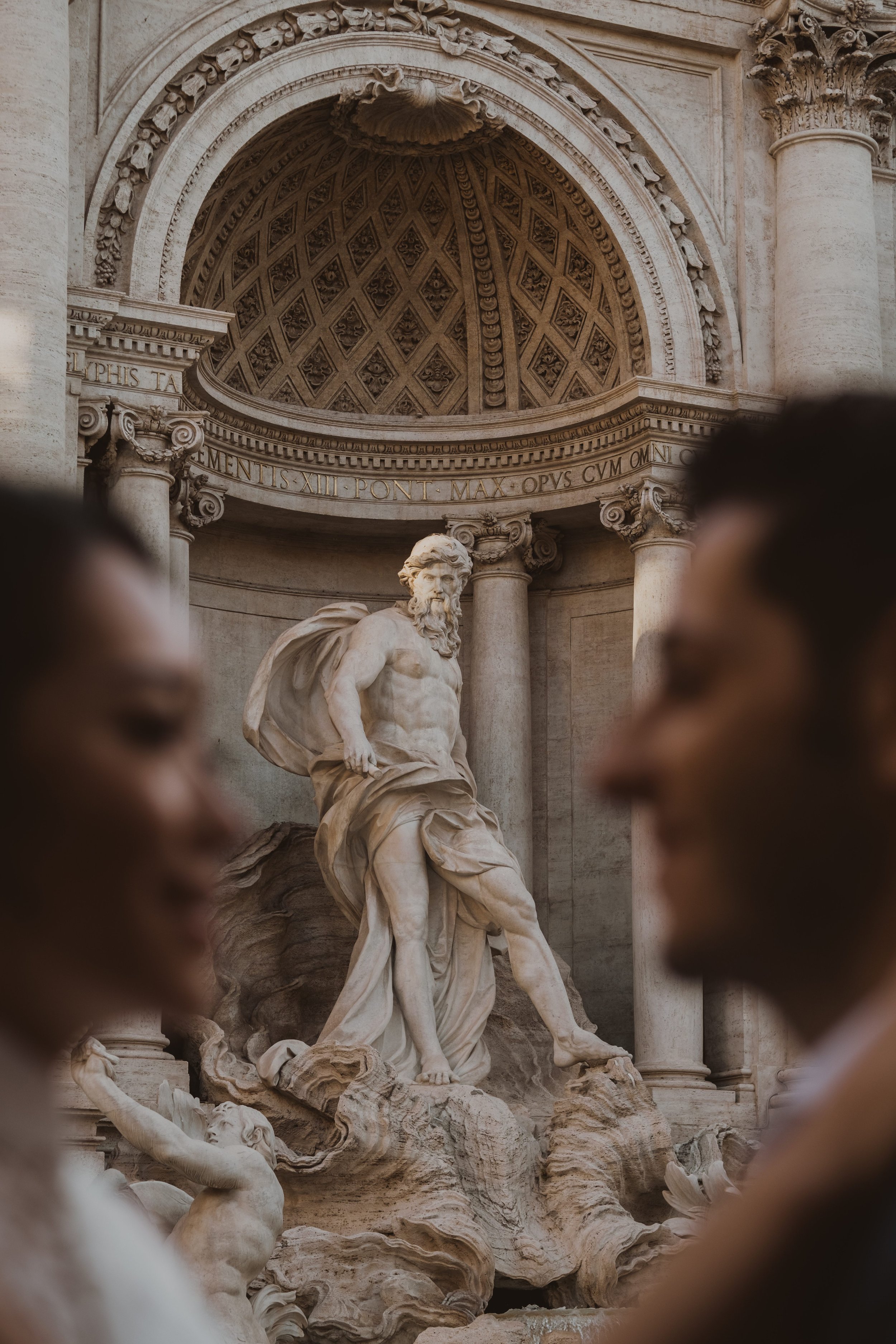Romantic Couple Portrait with Fontana di Trevi in Rome | Destination Wedding Photography