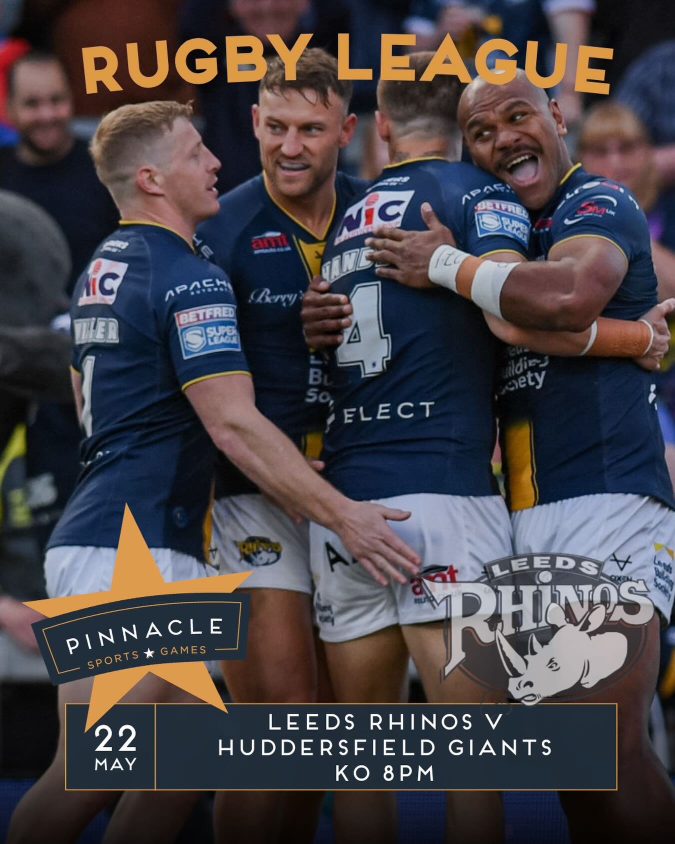 HOME TURF. FRIDAY NIGHT. GAME ON. 🏉🔥

The boys are back at Headingley tonight as Leeds Rhinos take on Huddersfield Giants at 8PM.
 Catch every moment live at Pinnacle 🍻