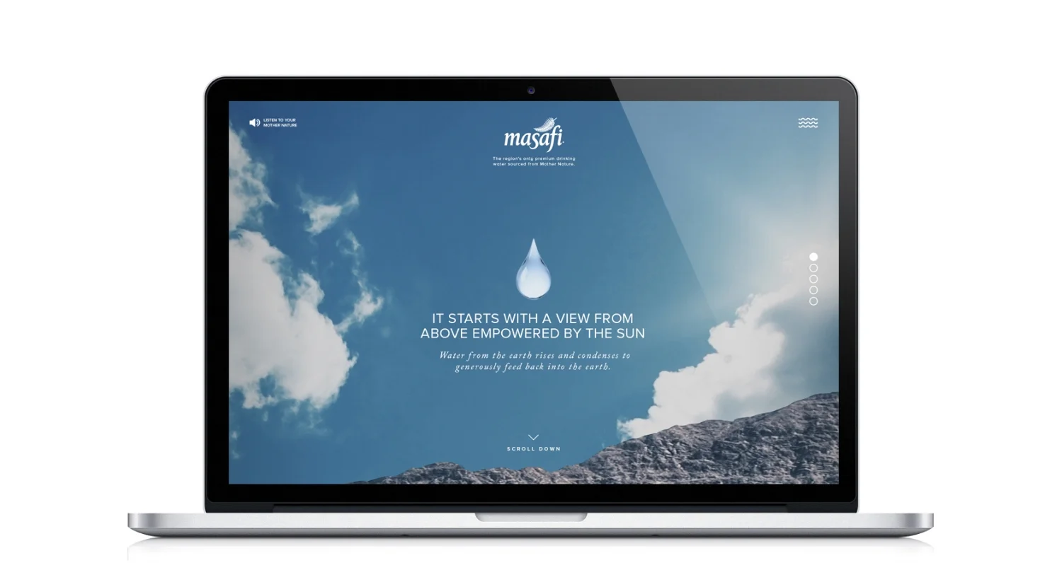  Design of a parallax website drawing the source of the water. 