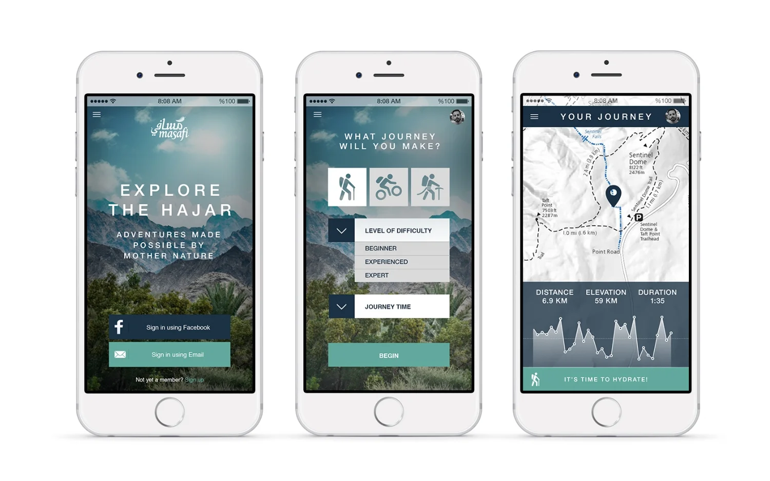  Design of an app that is guide to explore the Hajar mountains. 