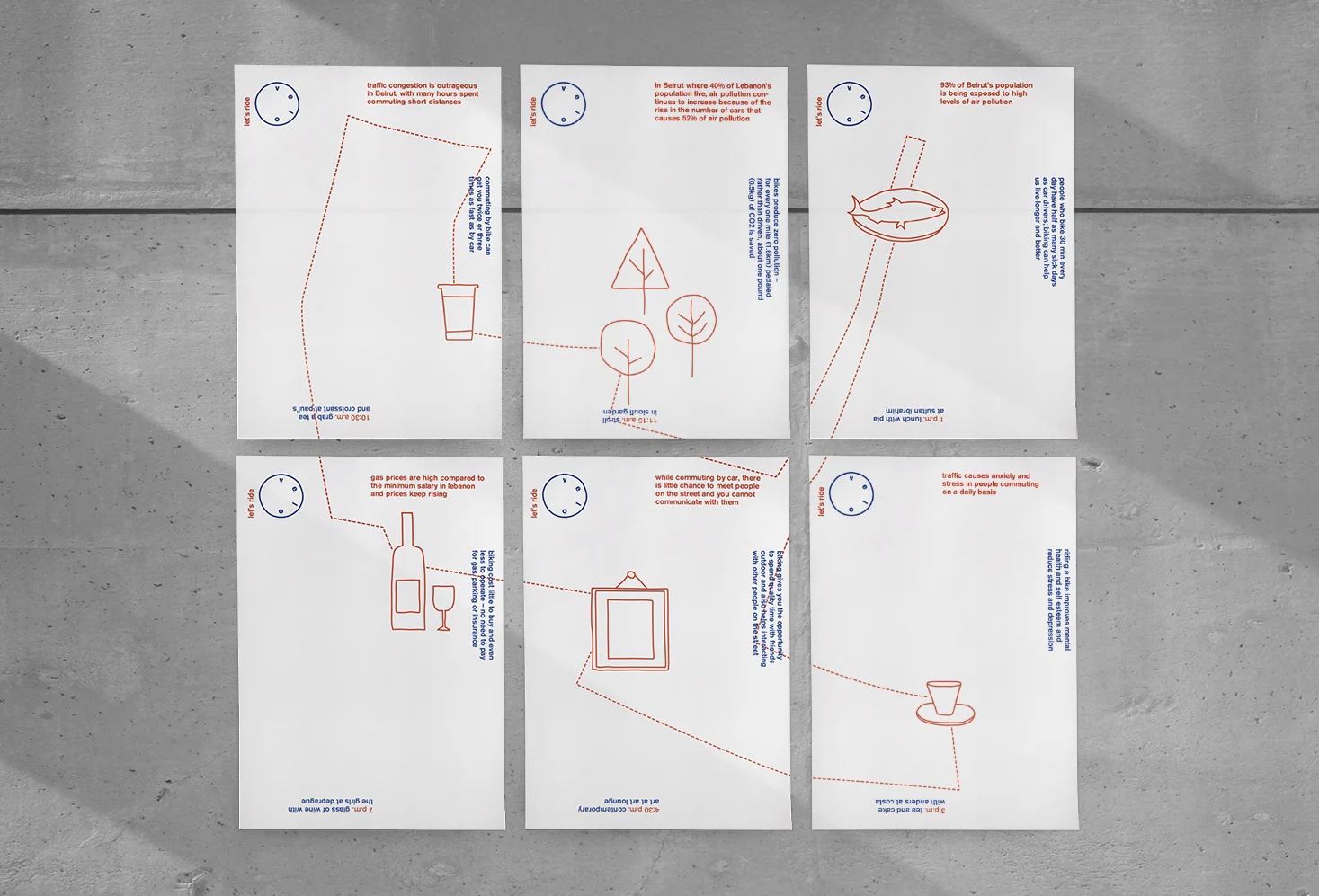  Silkscreen printed posters, when put together, create a velo route. 