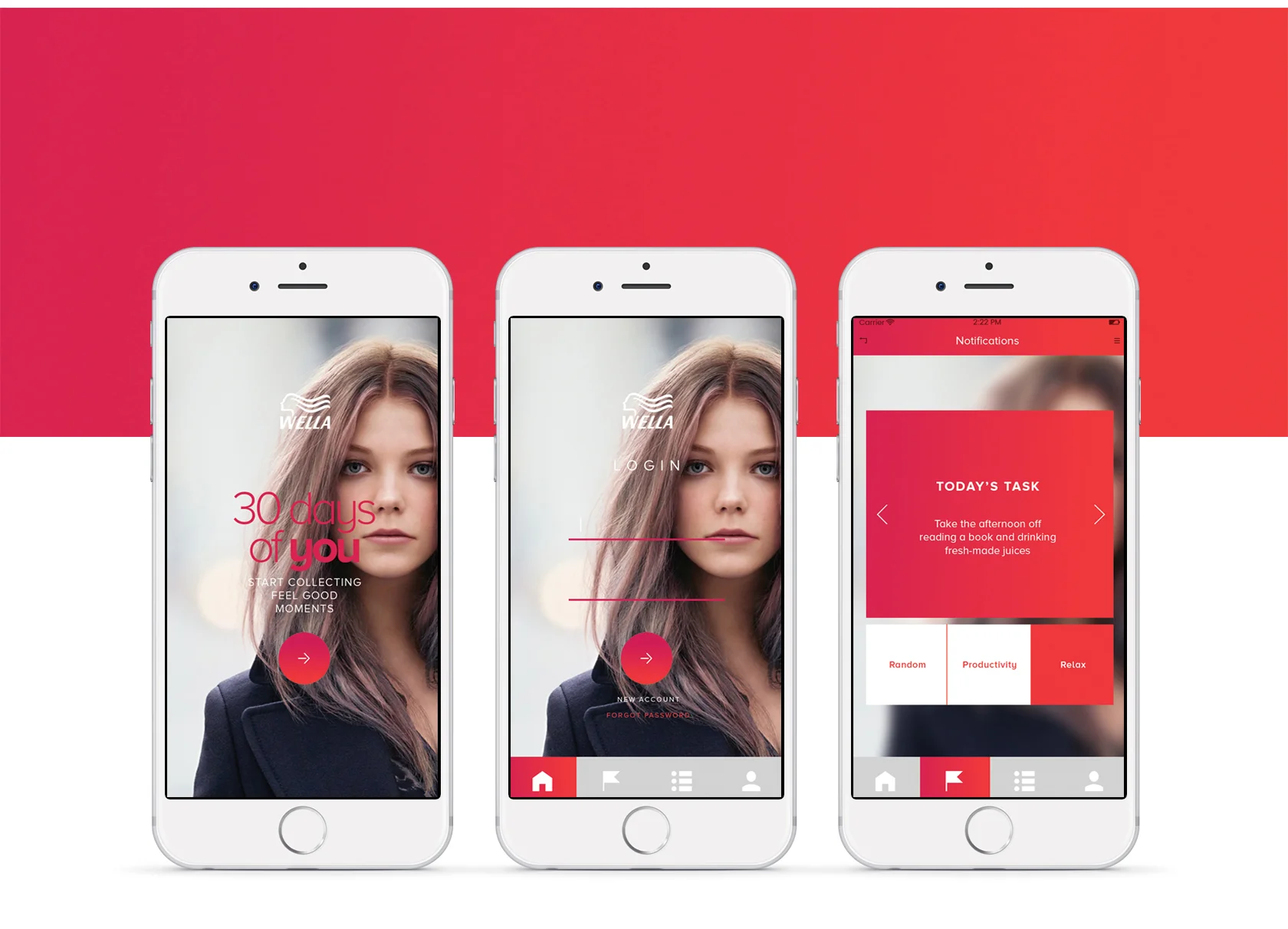  A feel good 30 days challenge app ui proposal for Wella MEA.  