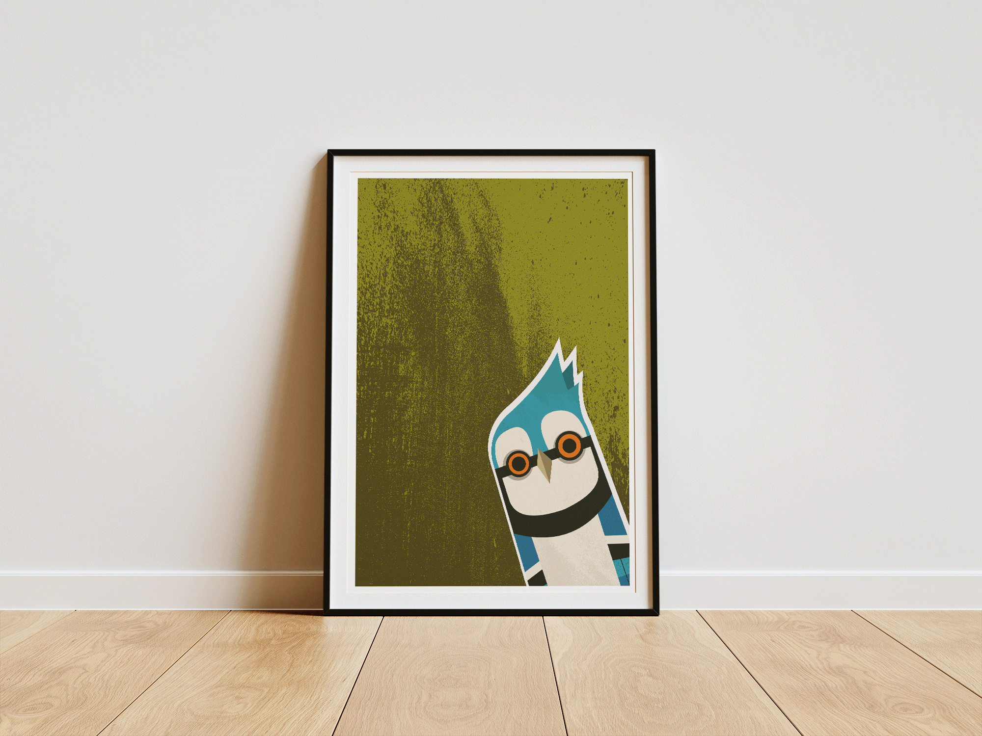 Nosy Blue Jay - Retro print