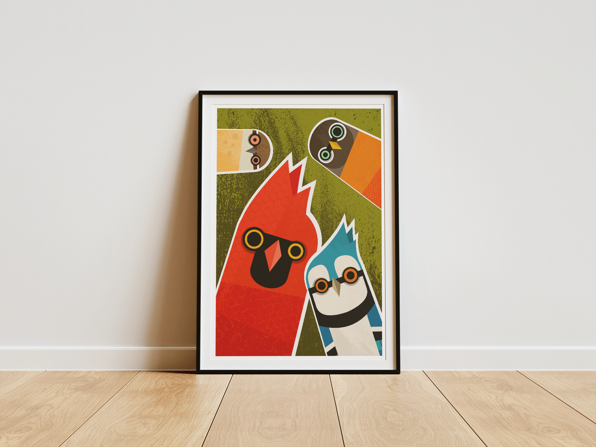 Nosy American Birds - Retro print