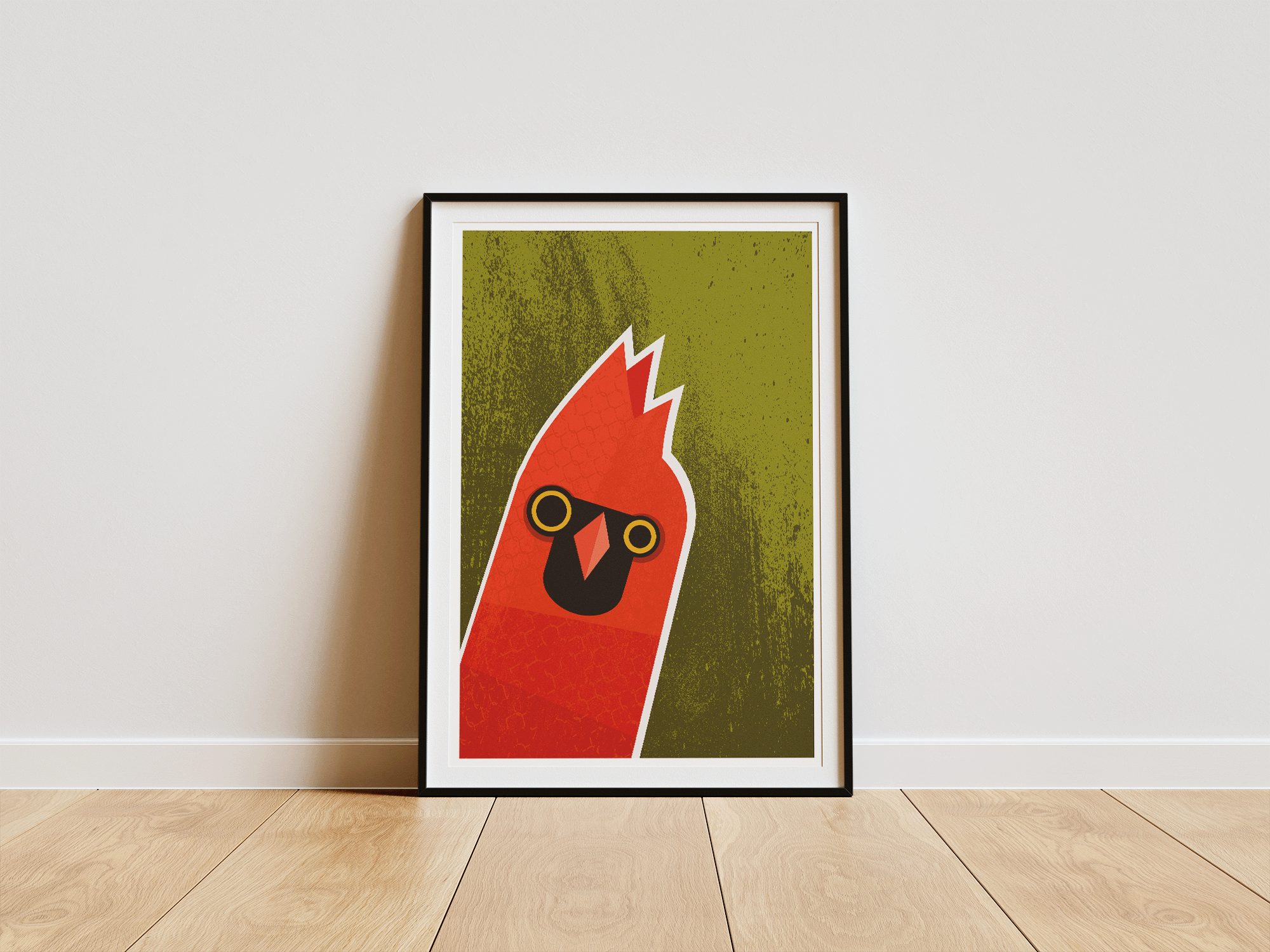 Nosy Red Cardinal - Retro print