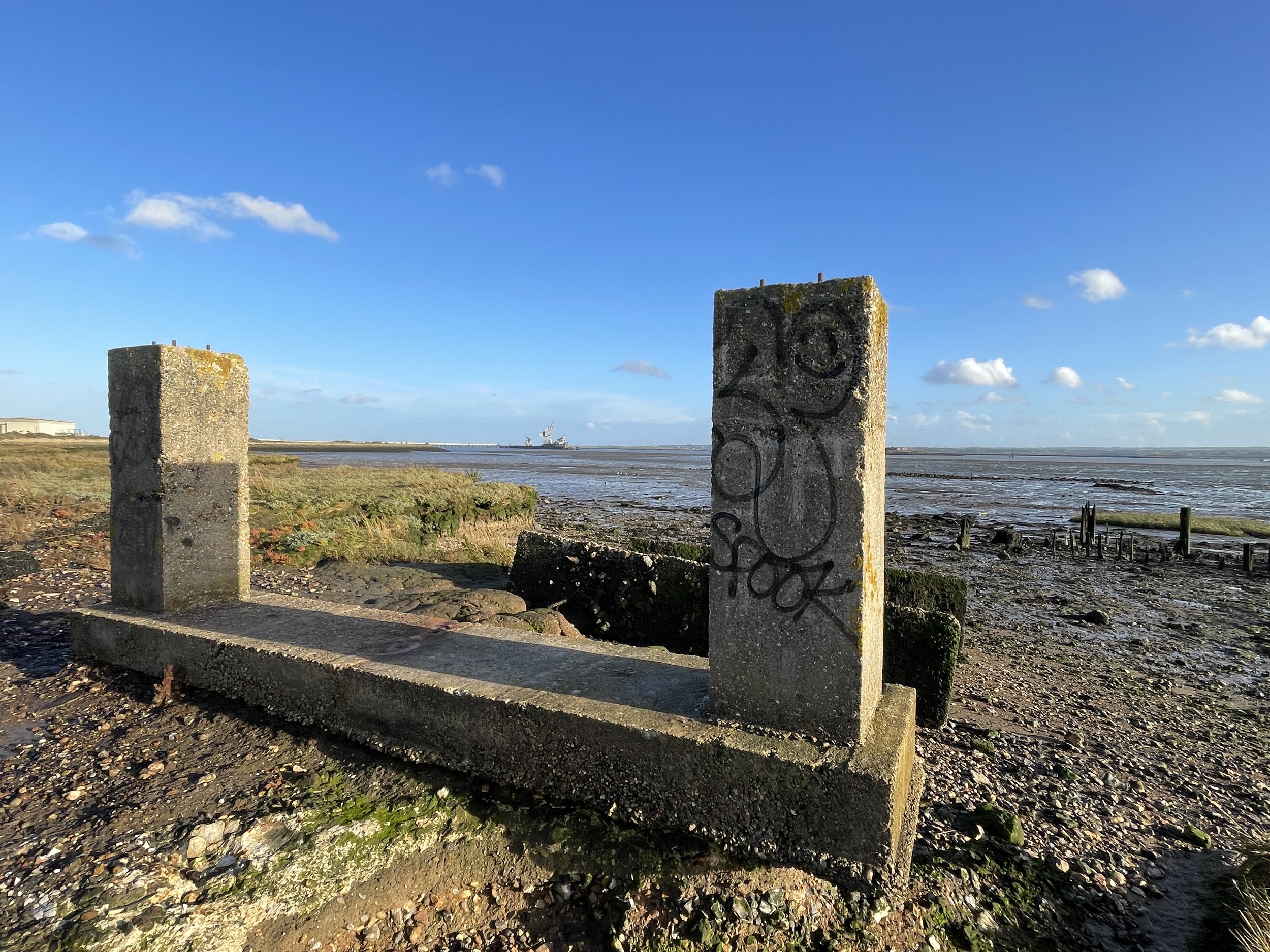 Discarded concrete structures, handy for picnicking on