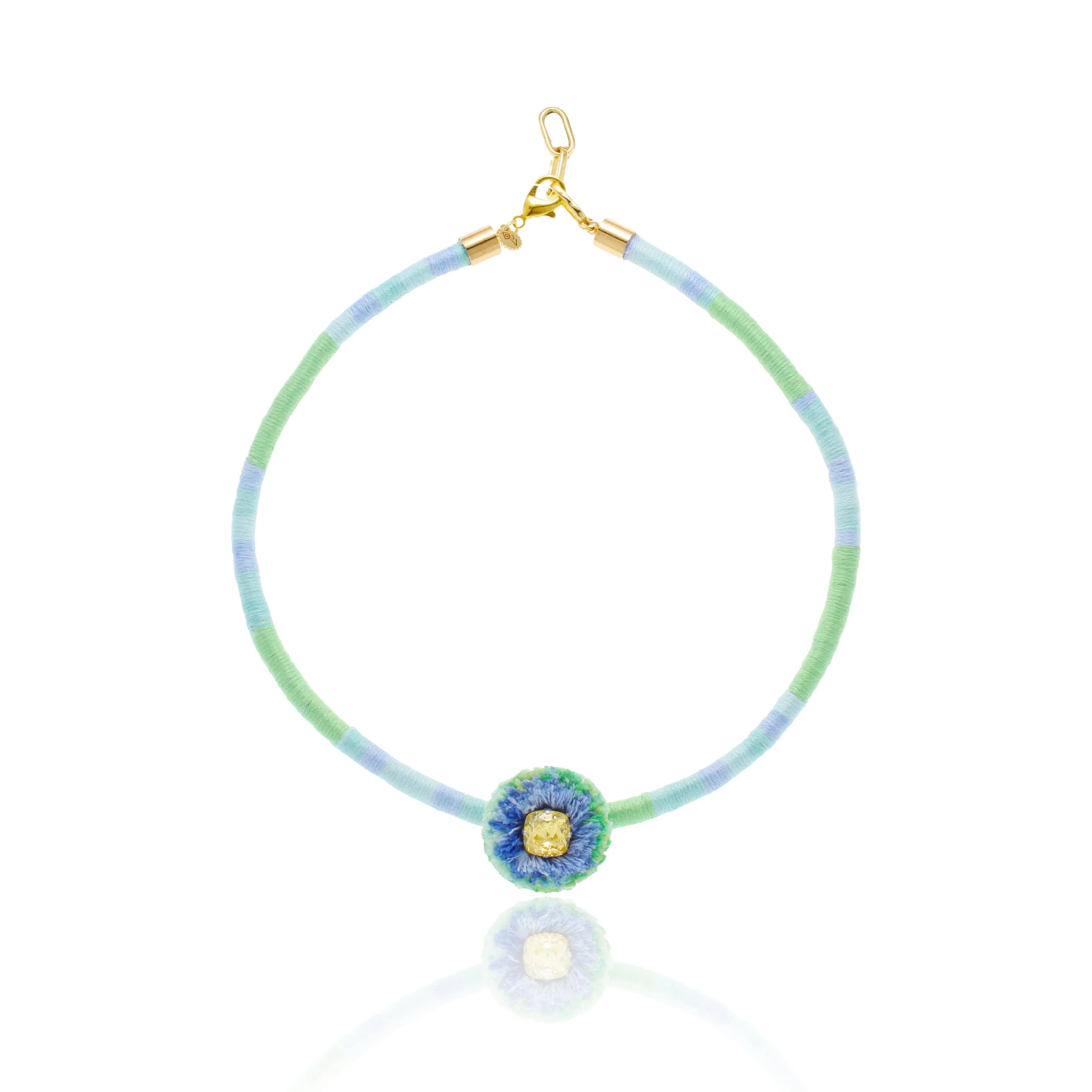 Embroidered Flower Jewel Fine Collar Necklace