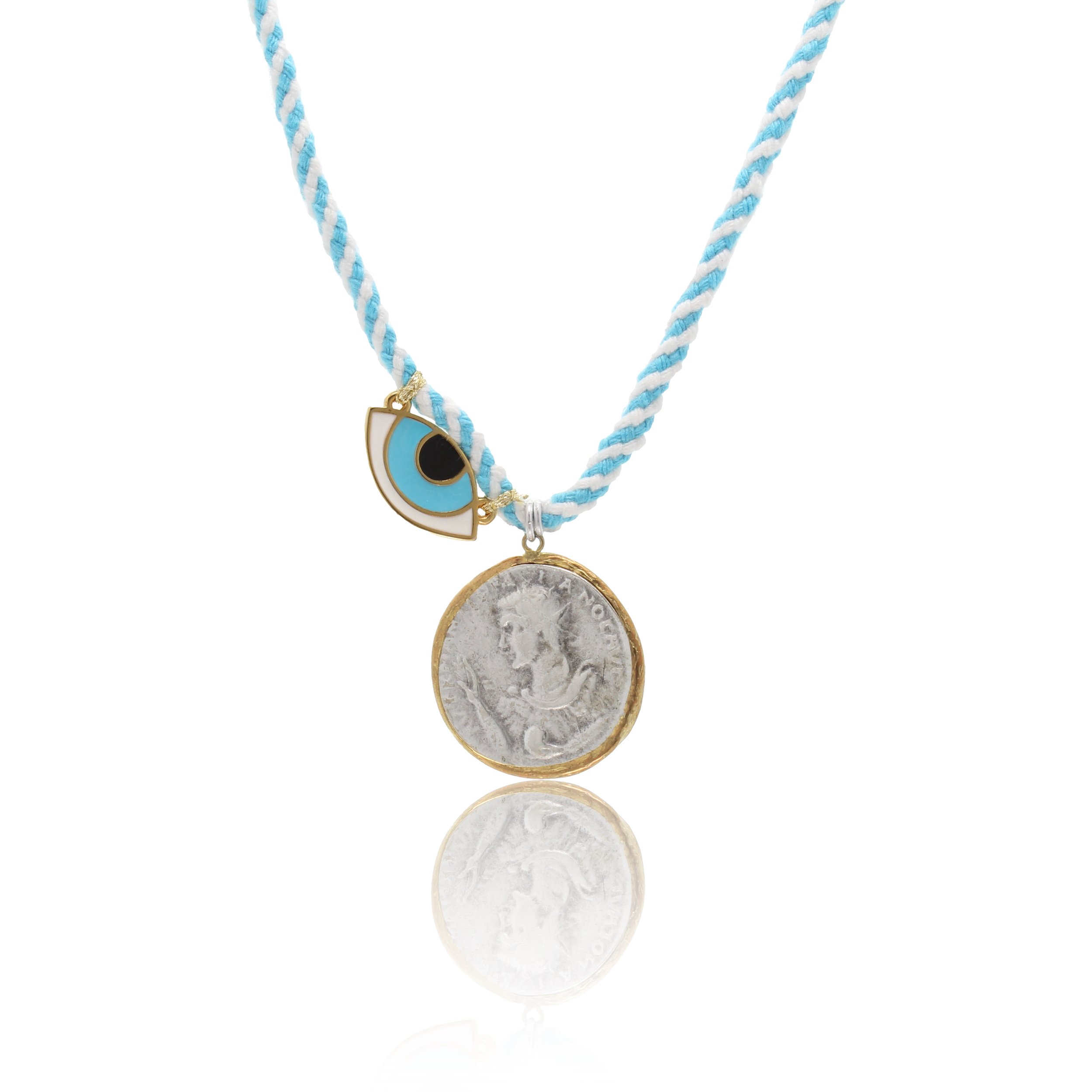 Wear Three Ways - Coin & Evil Eye Necklace