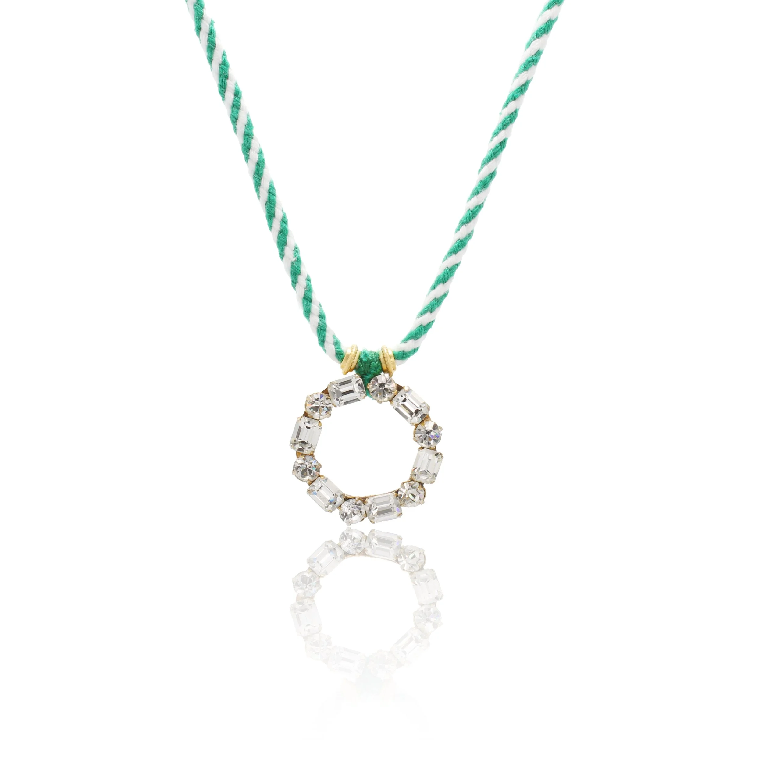 Vintage Crystal Stripe Cord Necklace