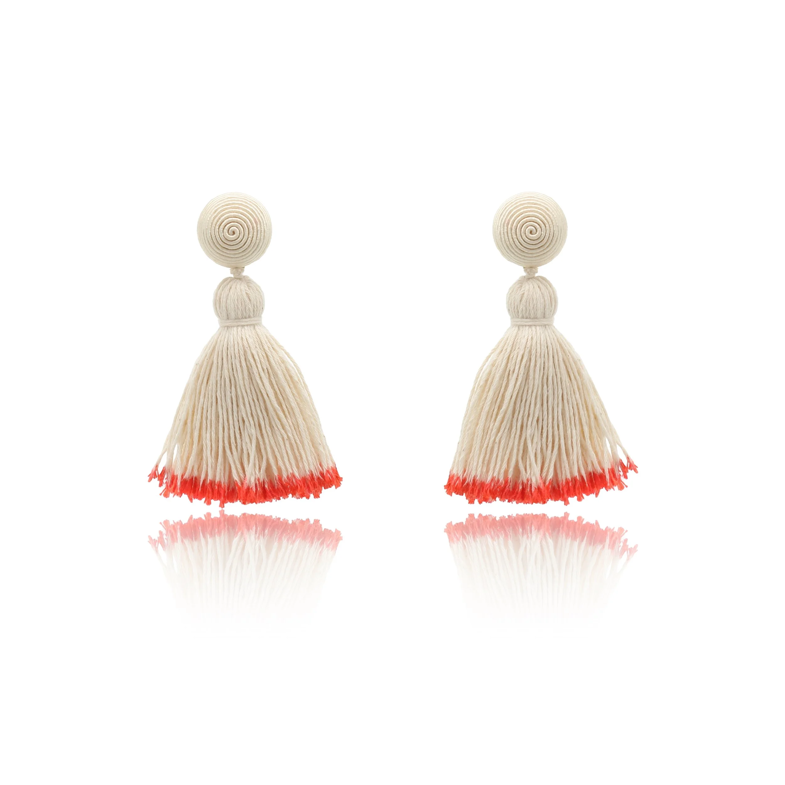 Handmade and Dyed Sashiko Thread Tassel Earrings