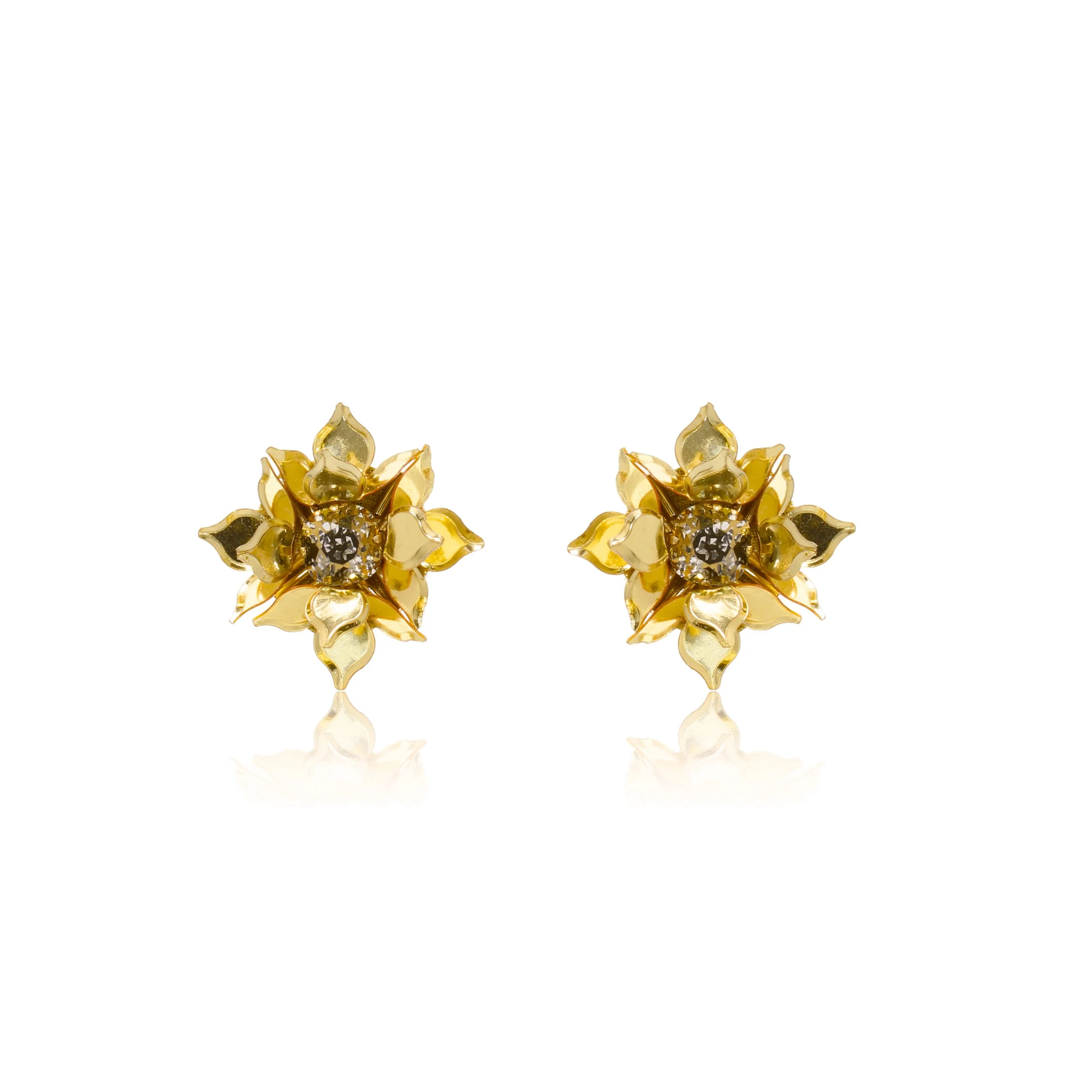 Golden Flower Statement Earrings