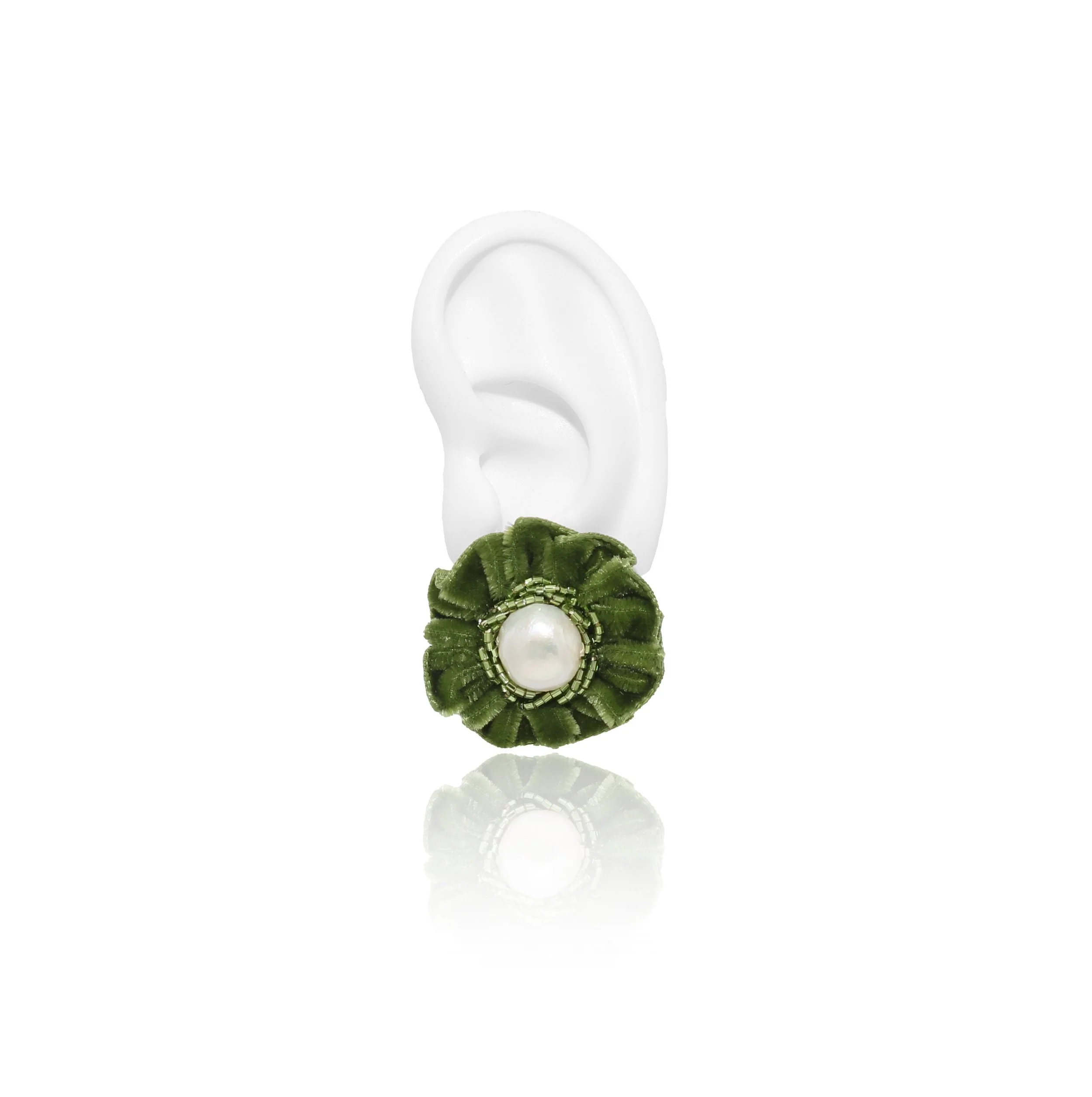 The Velvet Scrunchie Midi Statement Earring - Olive