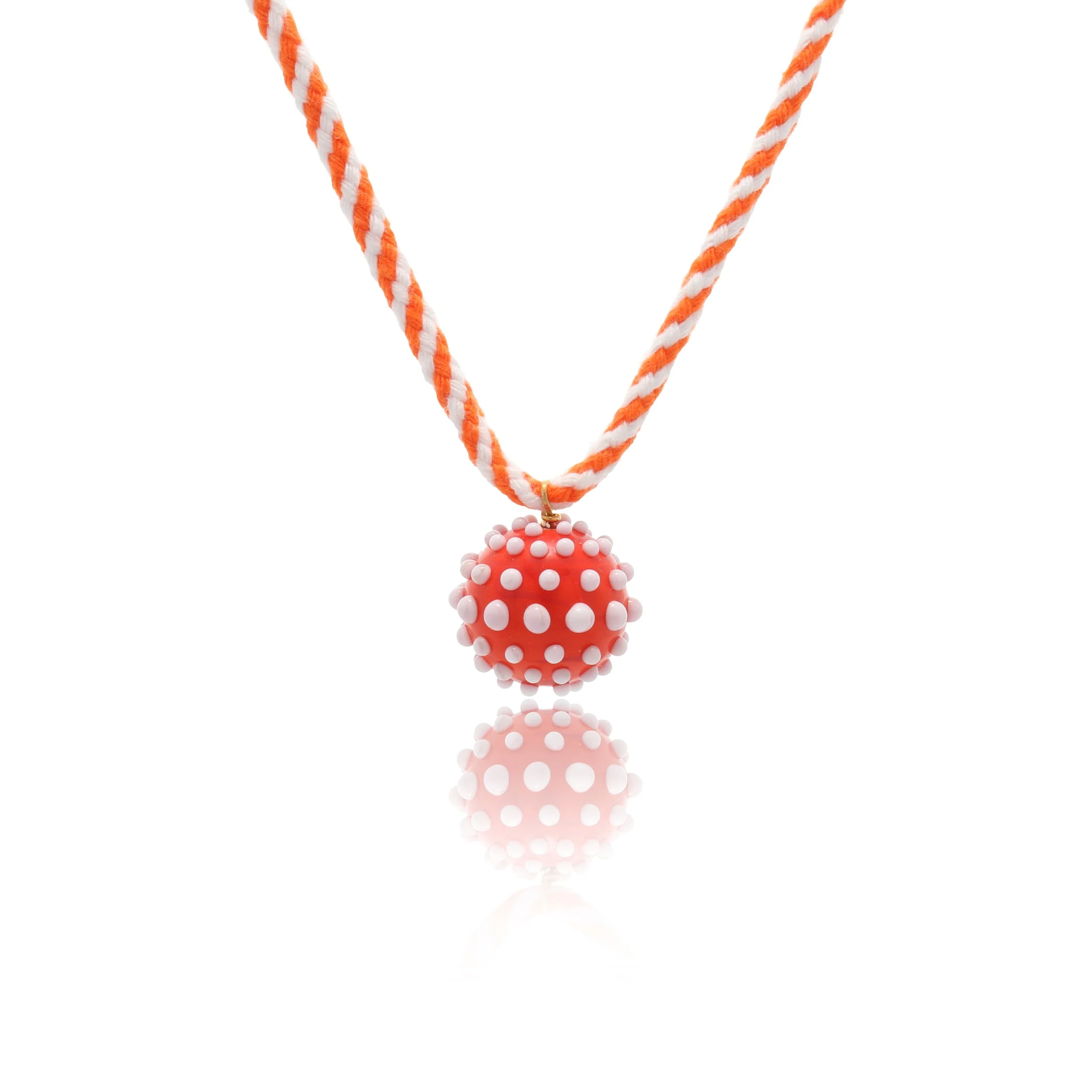 Wear Three Ways -  Handblown Glass Bead Pendant Orange