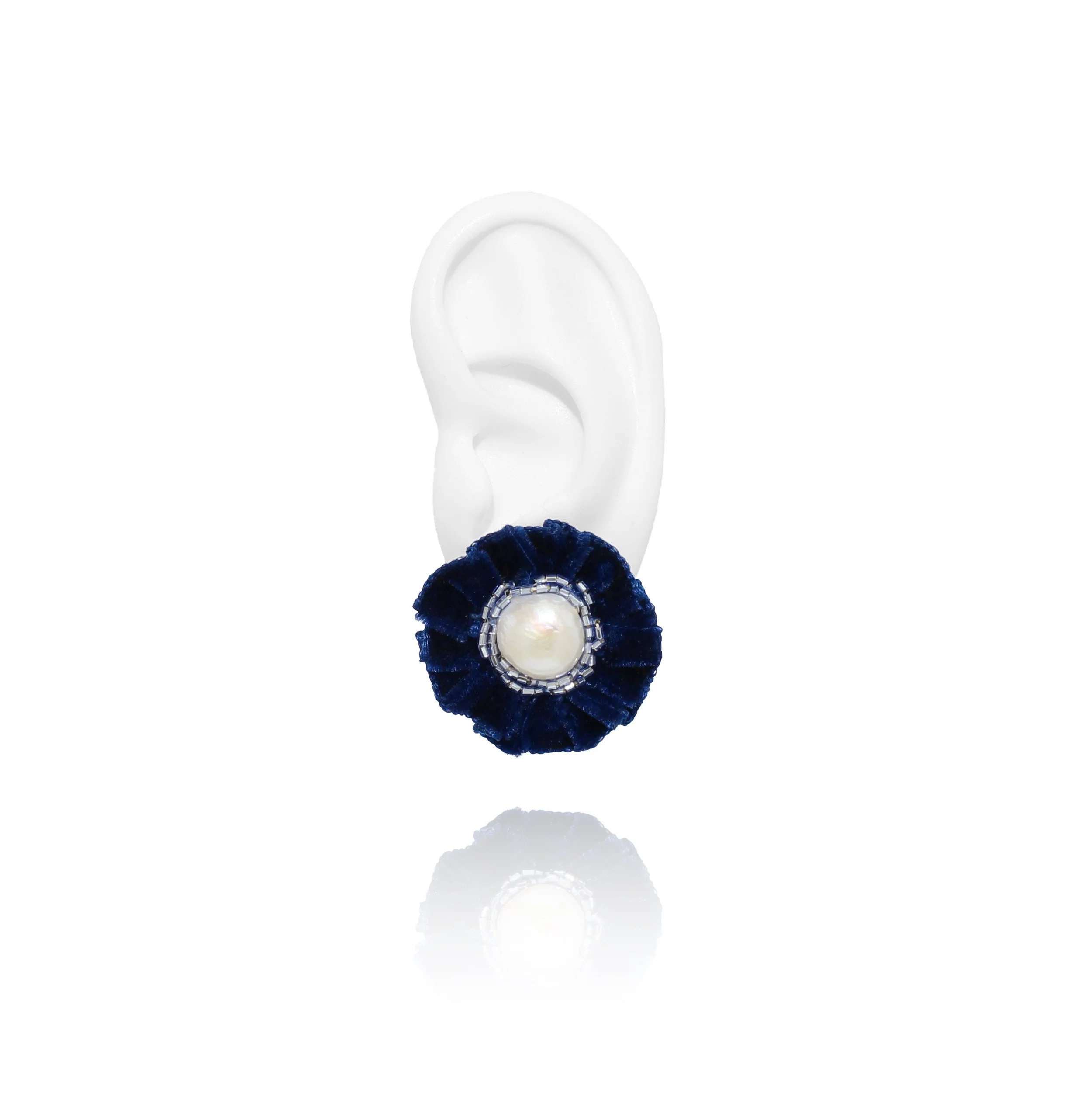The Velvet Scrunchie Midi Statement Earring - Navy