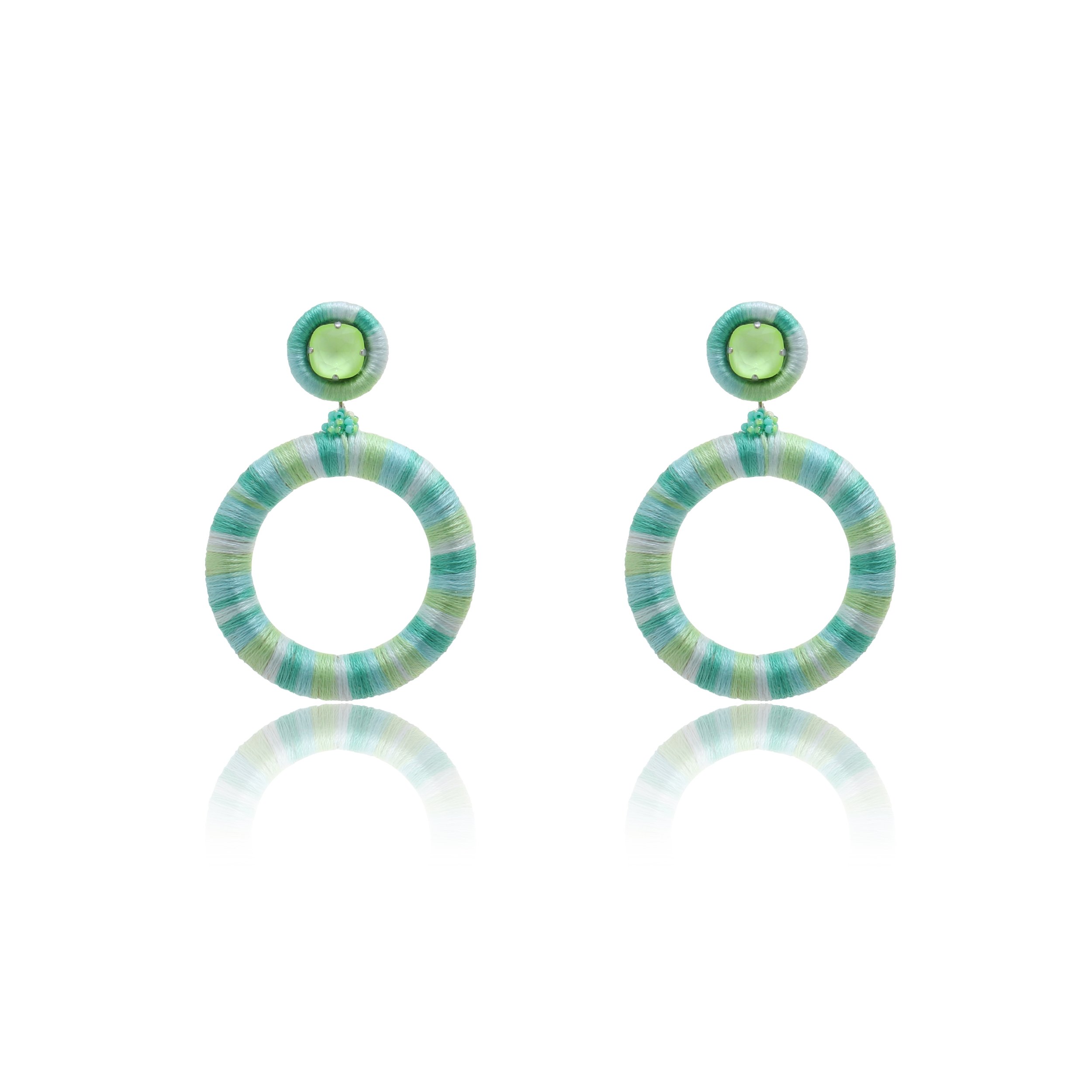 Vibrant Striped Thread Hoop Earrings