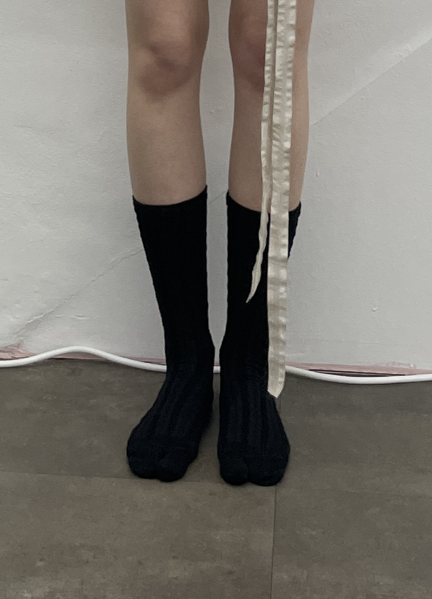 Twist Cotton Tabi Socks black