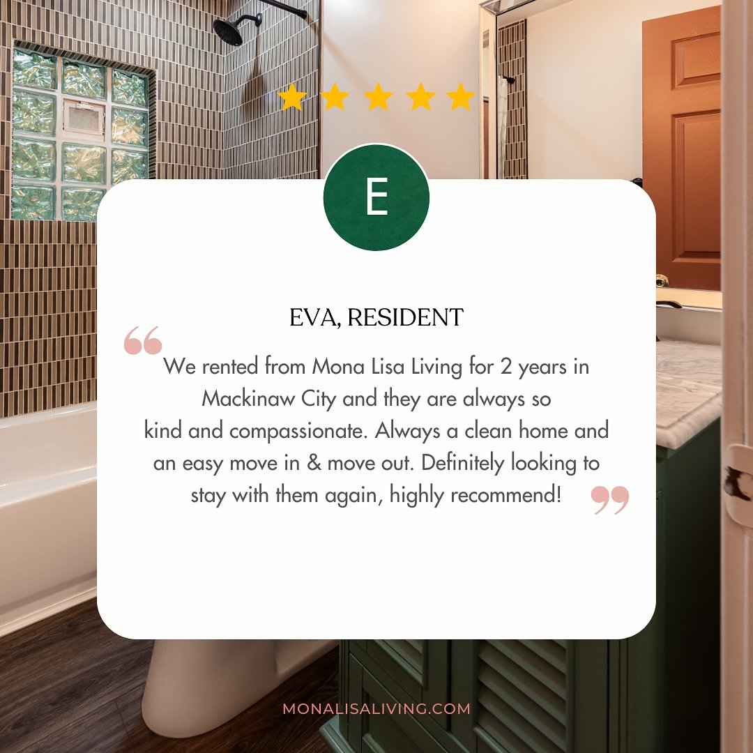 &ldquo;Always so kind and compassionate&hellip; clean homes, easy move-ins and move-outs.&rdquo;
⁠
This lovely resident called one of our Mackinaw City homes theirs for two years &mdash; and we&rsquo;re grateful for the kind words and memories.
⁠
Wis