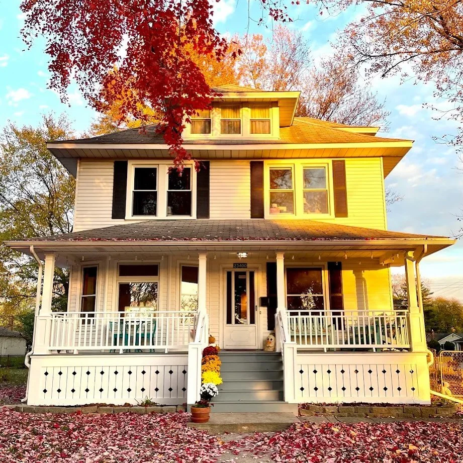 There&rsquo;s something special about fall sunsets and fresh porch steps. 🍂

&ldquo;We loved working with Monique, and her carpenter Kieran is so talented. They repaired and rebuilt the covered porch in our 1915 farmhouse, and it looks so beautiful 