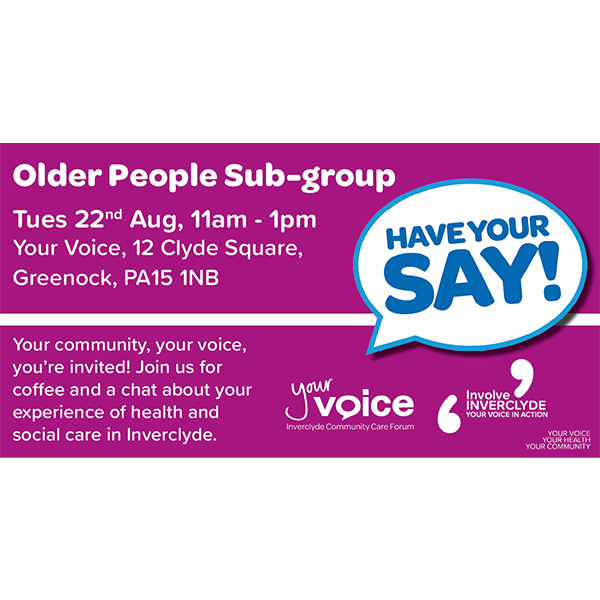 Older People Sub-Group Meeting - 22/08/2023 - 11am - 1pm