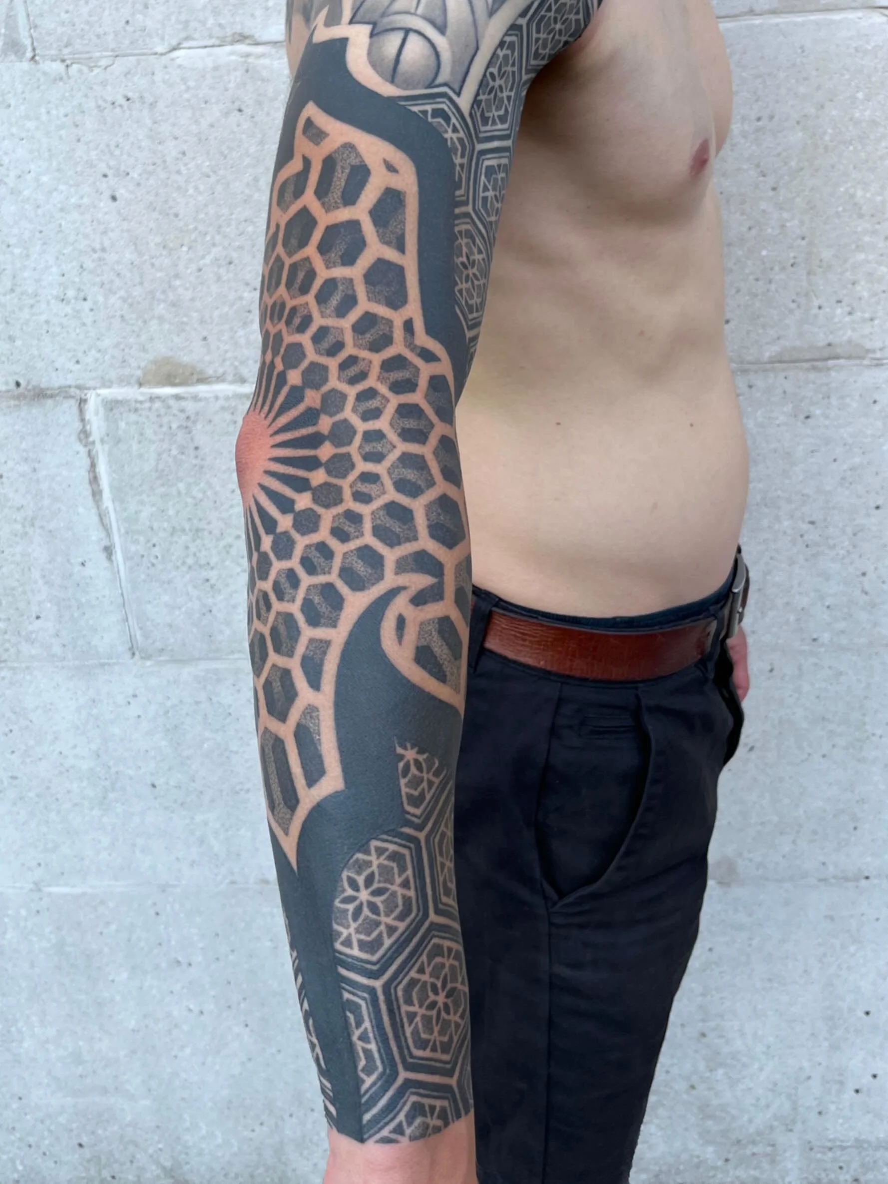The end result of what has been a great tattoo to work on for Felix, taking his initial ideas and creating a powerful geometric inspired tattoo for him.
Thanks for your commitment and dedication throughout the whole process.

If you have an idea for 