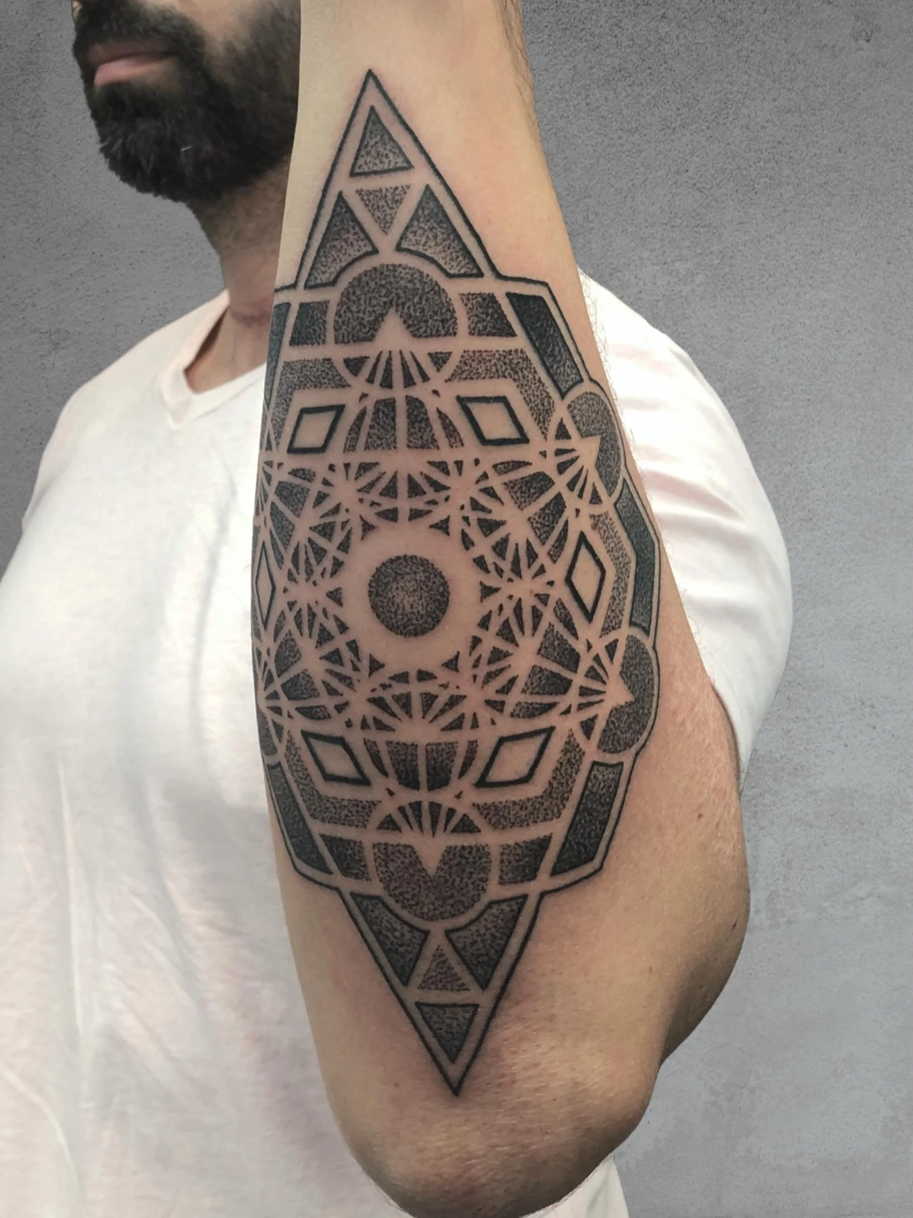 Deeply rooted in sacred geometry, Metatrons cube is a very popular symbol to get tattooed, and is one of the designs I get a lot of requests to do.
It has always been one of my favourite symbols to tattoo.

I am always available to discuss your tatto