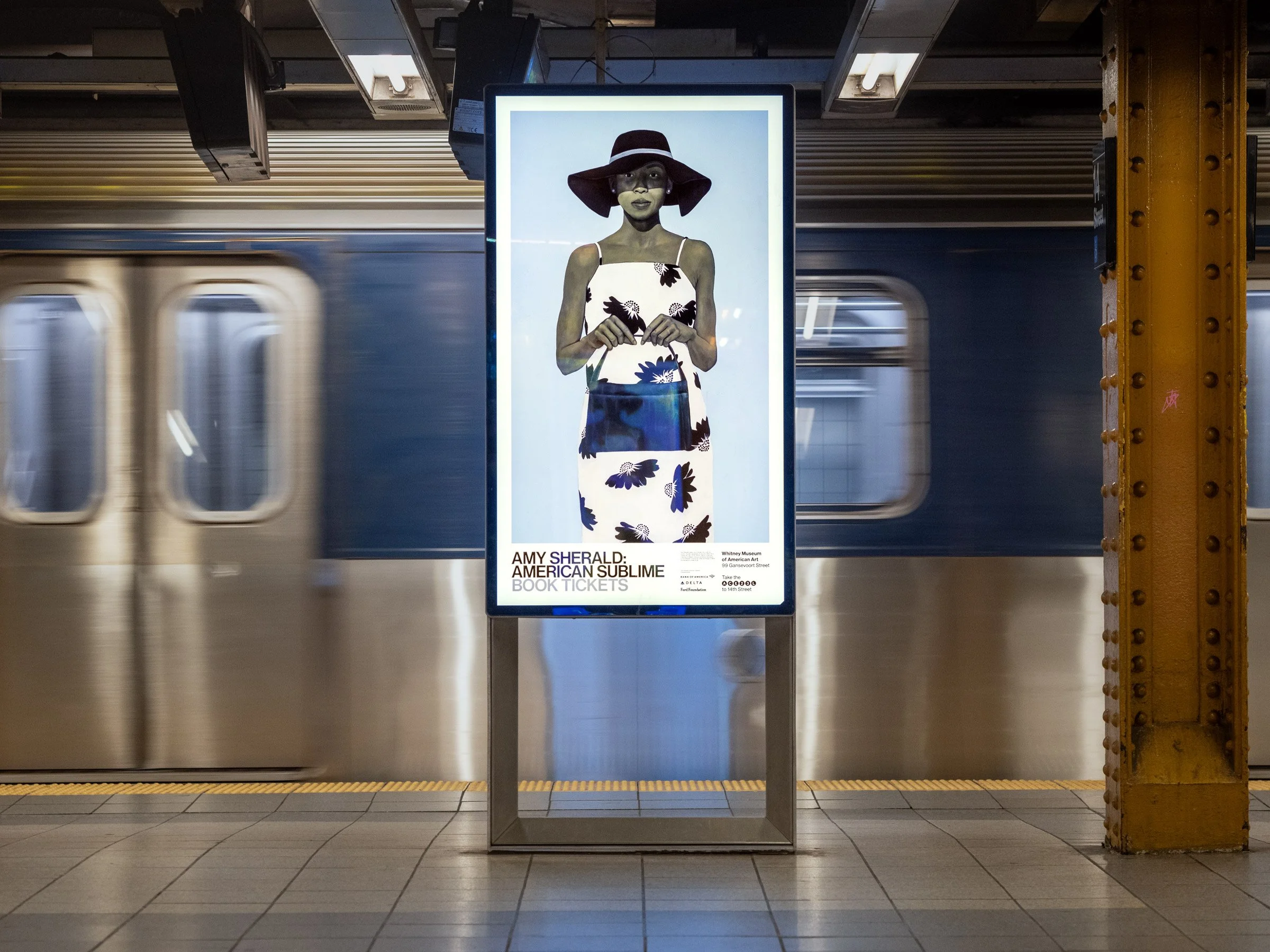  5 of 10   
Amy Sherald Digital Out of Home Advertisement, 2025. With Juan Aranda. Photograph by Timothy Schenck. 🏆 New York Design Awards Winner.