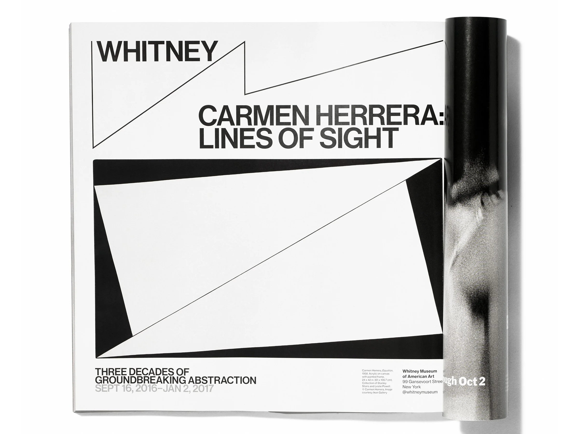  22 of 27   
 Carmen Herrera: Lines of Sight  Print Advertisement, 2016. Photograph by Jens Mortensen. Featuring work by Carmen Herrera.
