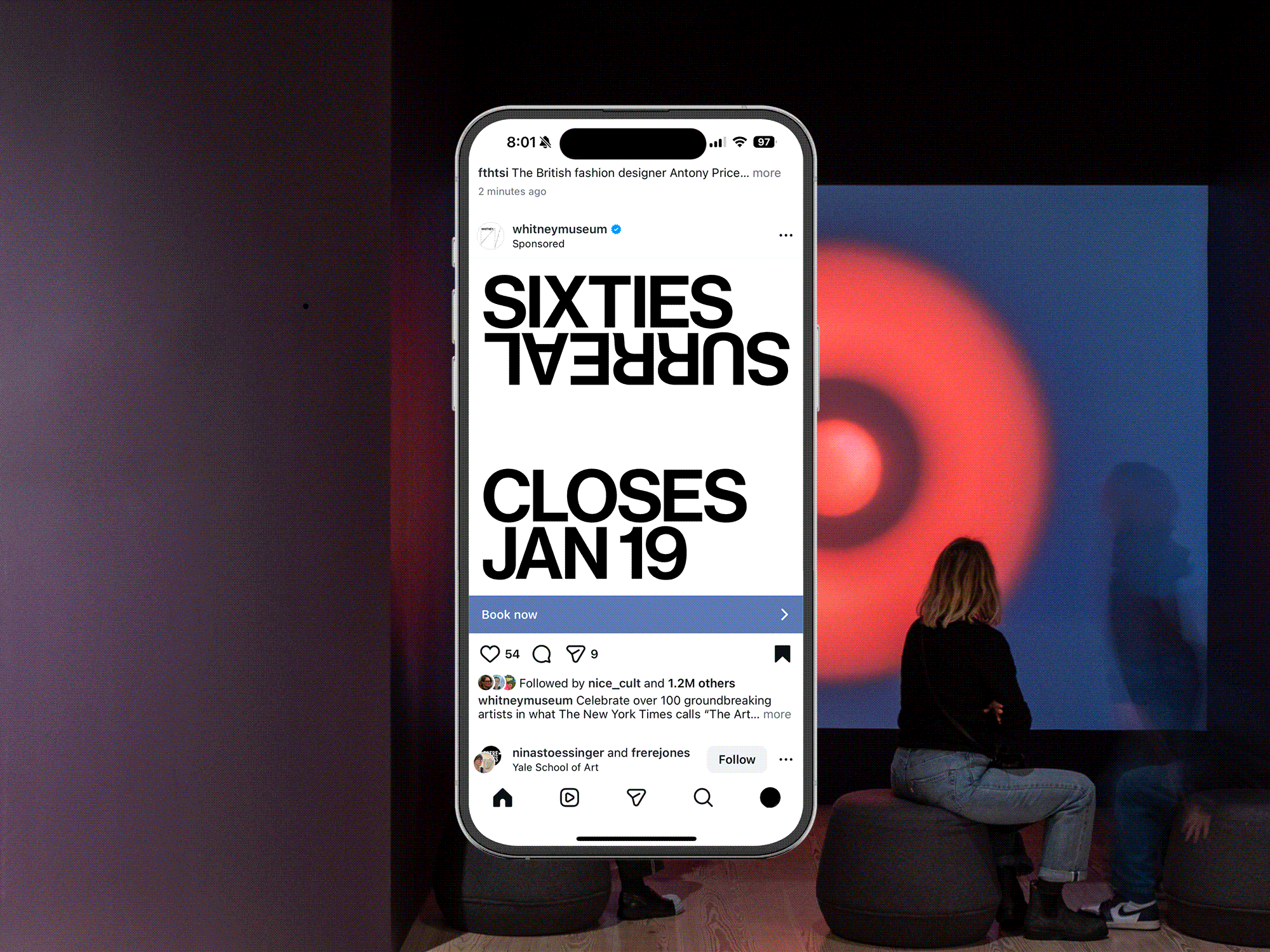  4 of 7   
 Sixties Surreal  Social Media Advertisement, 2025. With Faith Kaufman. 🏆 New York Design Award Winner and RGD In-House Award Winner.