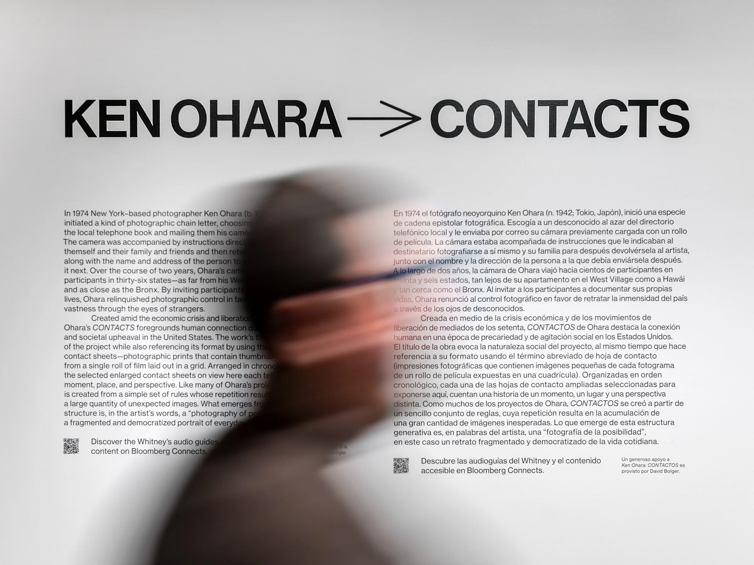 5 of 24   
 Ken Ohara: Contacts , 2025–2026. Bilingual graphics for a series of enlarged contact sheets which document a kind of photographic chain letter. Photograph by Timothy Schenck.