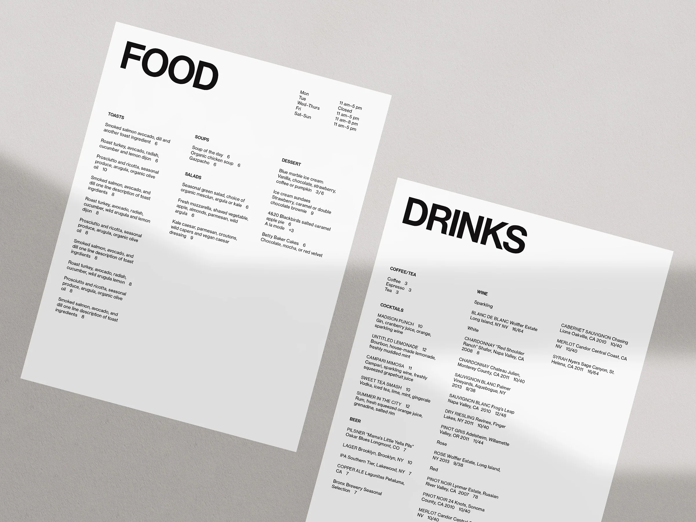  5 of 8   
Studio Cafe Menu, 2015. With Virginia Chow.
