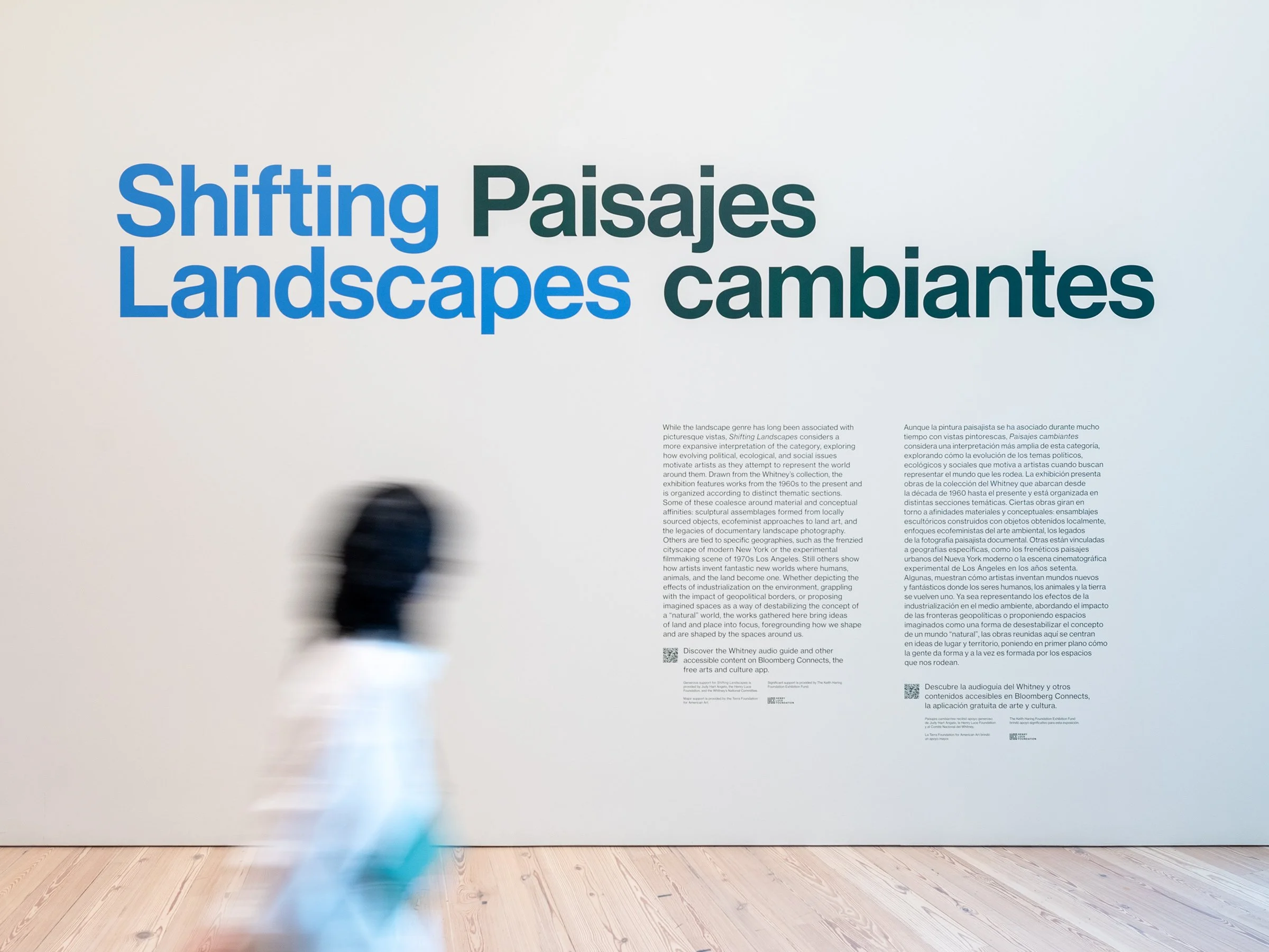  3 of 24   
 Shifting Landscapes , 2024–2026. Bilingual graphics for a collection-based exhibition which foregrounded how we shape and are shaped by the spaces around us. With Erika Wentworth. Photograph by Timothy Schenck.