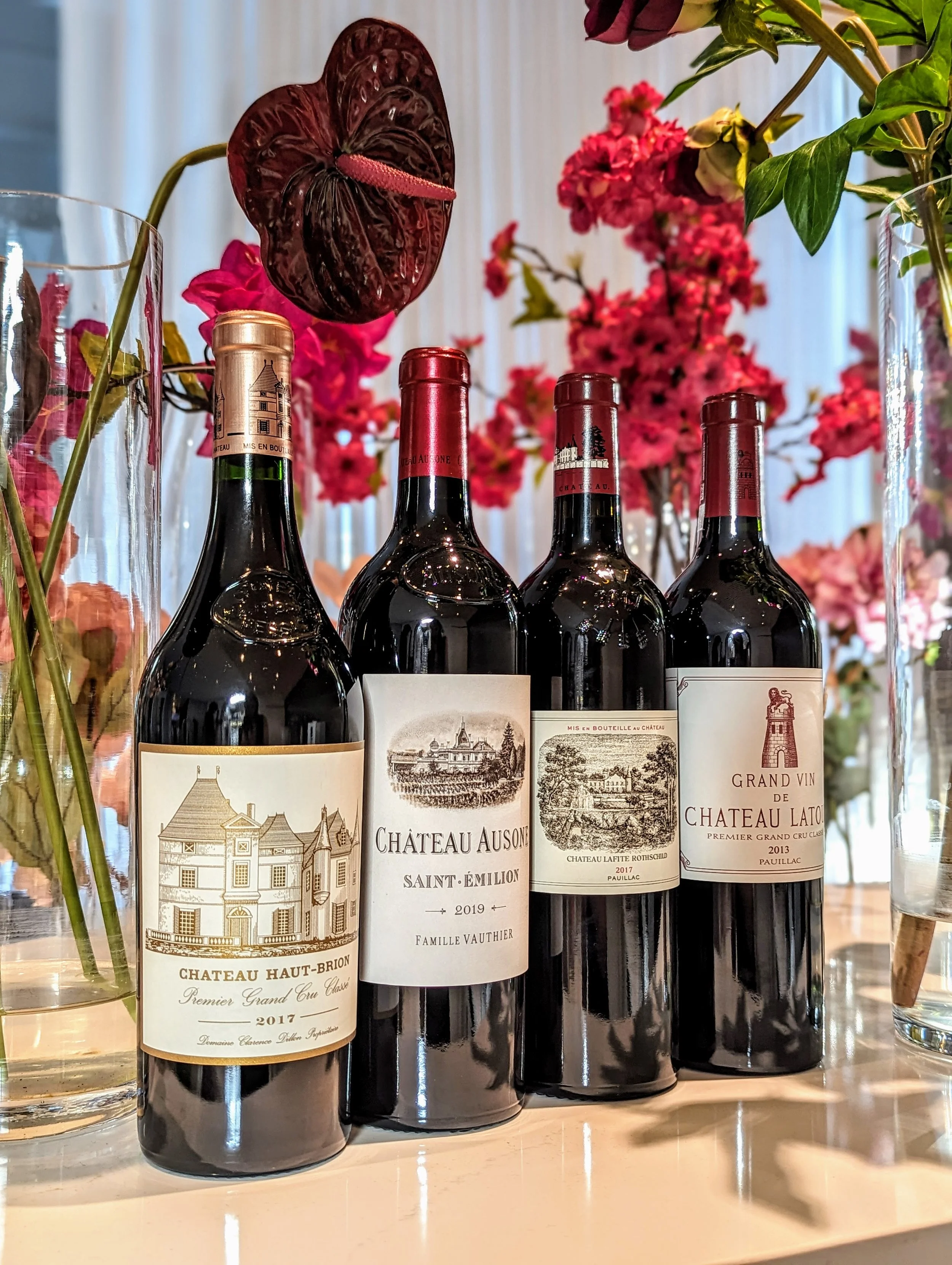 High end red wines from Bordeaux for a corporate wine seminar