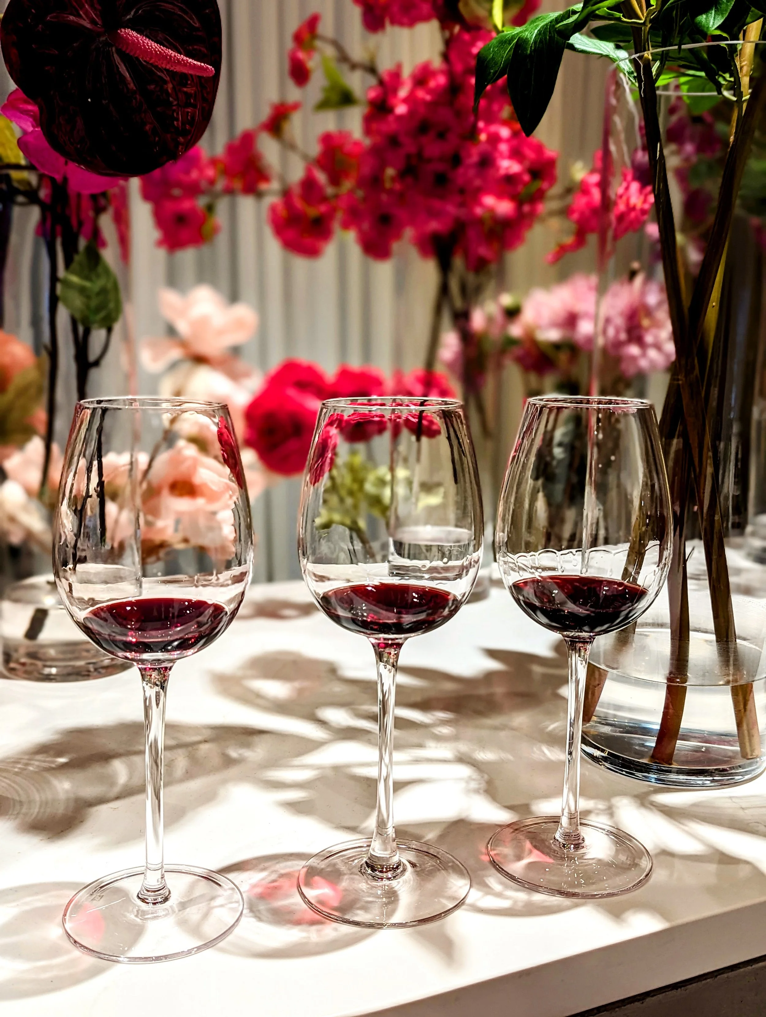 3 glasses of red wine