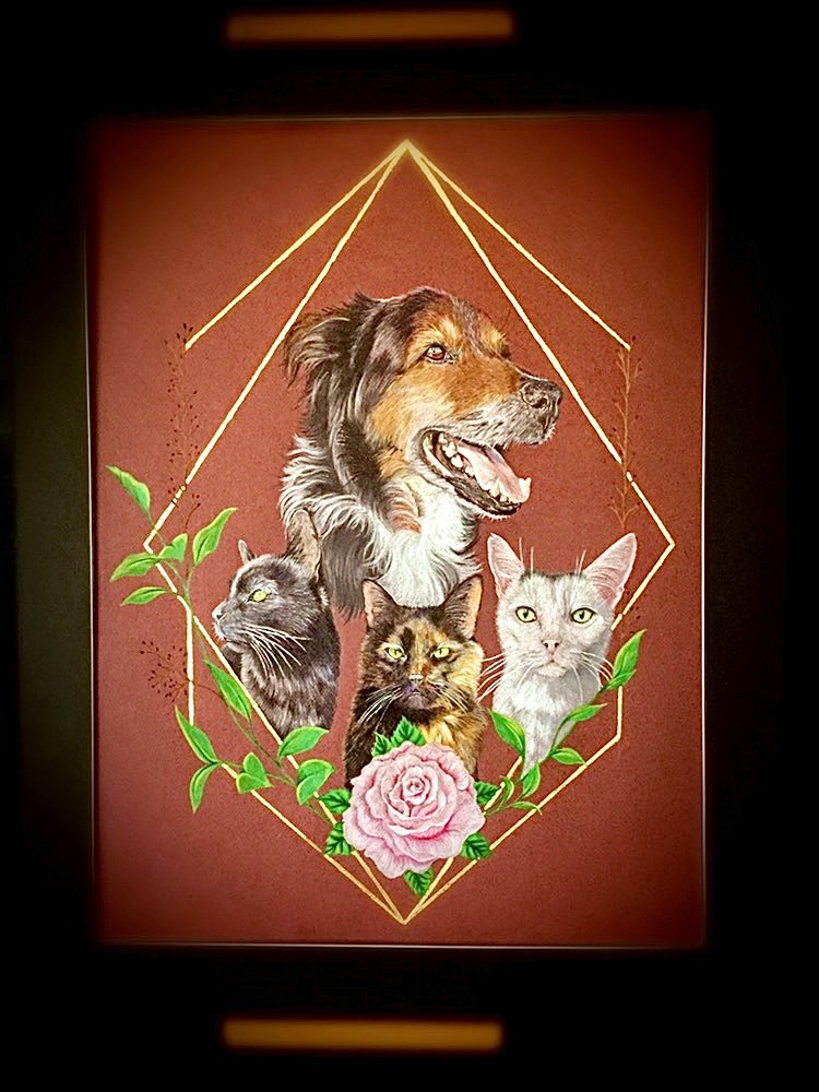 "Caleb, Zoe, Cheza, & Murphy, 18"x24"