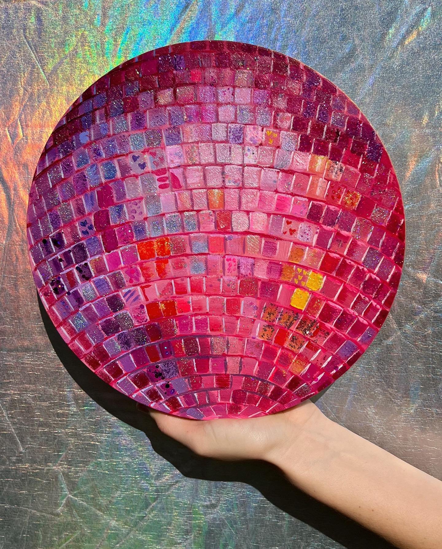 Hot Pink Summer Disco Ball Print — Not Sorry Art