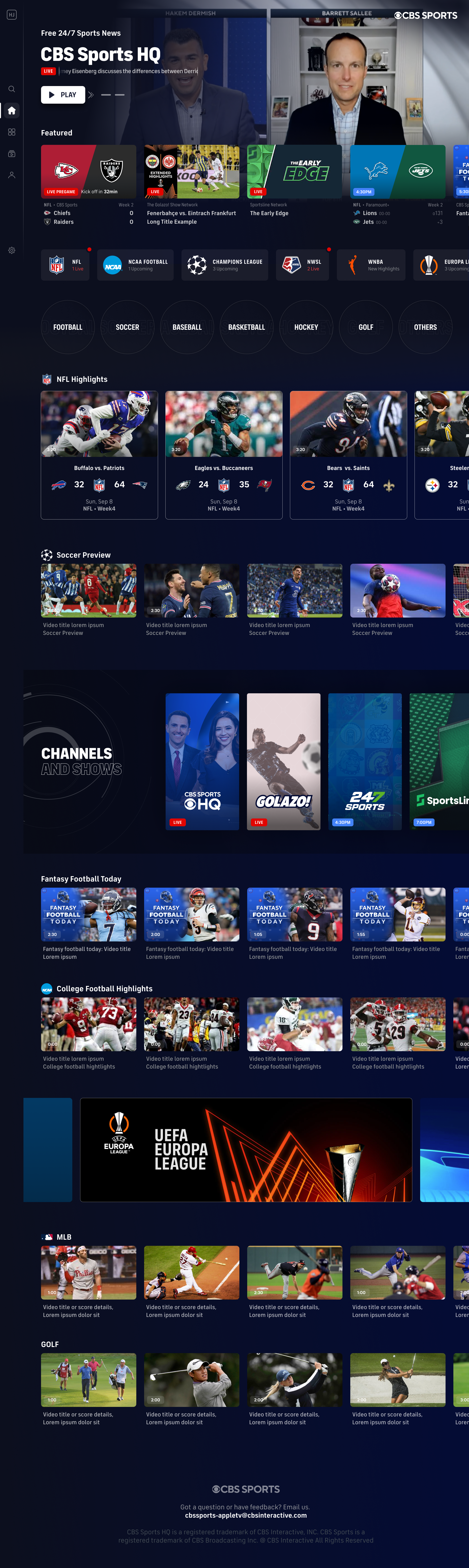CBS Sports OTT & Smart TV Apps — Color Culture Design Company
